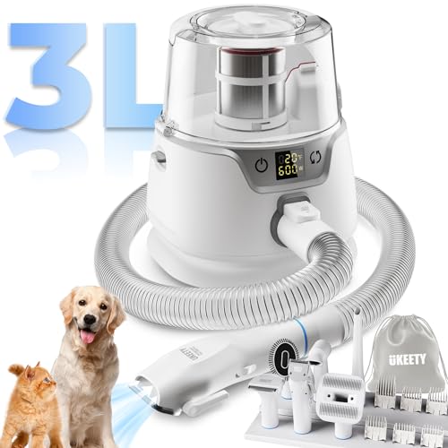 Professional Dog Grooming Kit with 3L Vacuum Suction - 99% Pet Hair Removal, Includes Hair Dryer & Clipper - 6-in-1 Pet Grooming Tools for Shedding Control & Home Cleaning - Perfect for At-Home Pet Care & Salon Grooming Sessions