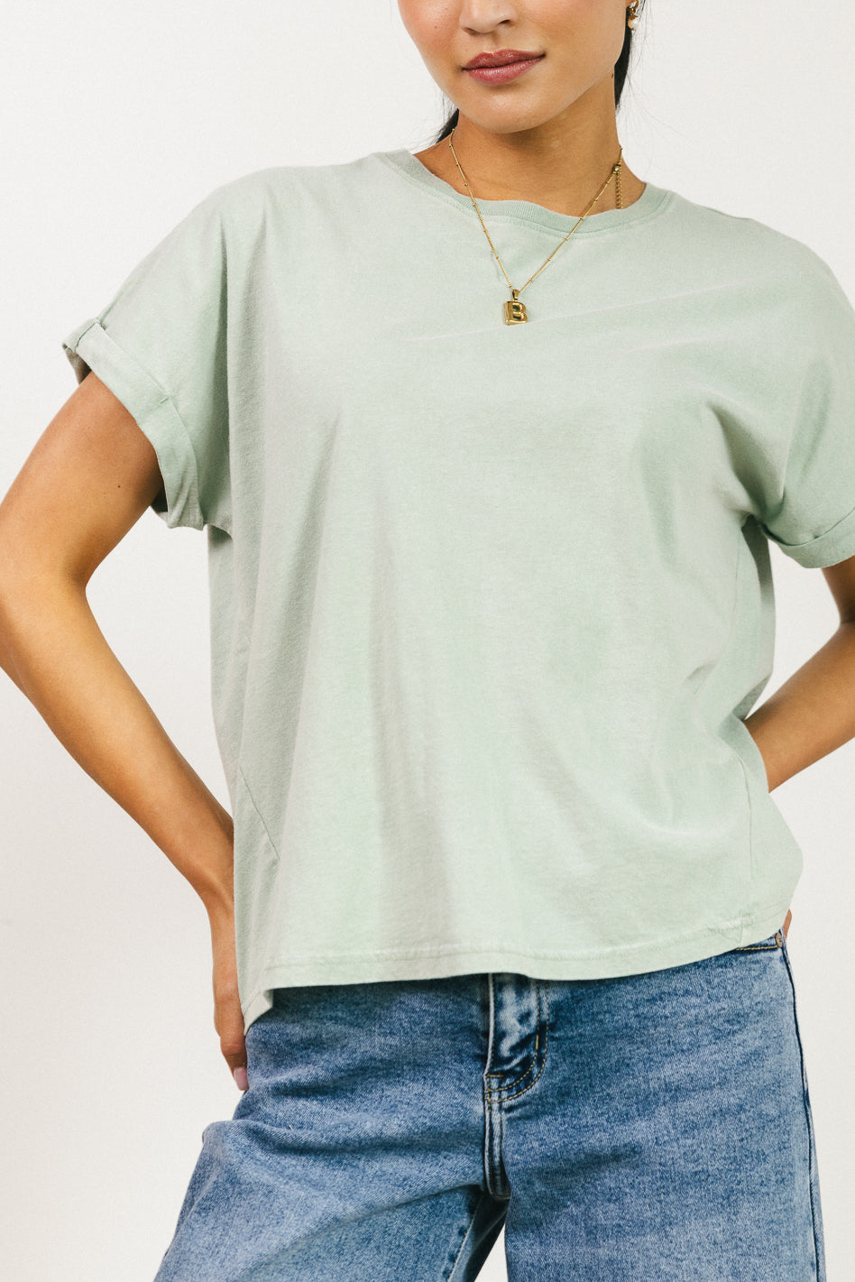 Khloe Knit Top Women's Sage Green Casual Long Sleeve T-Shirt for Fall & Winter | Perfect for Layering, Office Wear, and Everyday Outfits