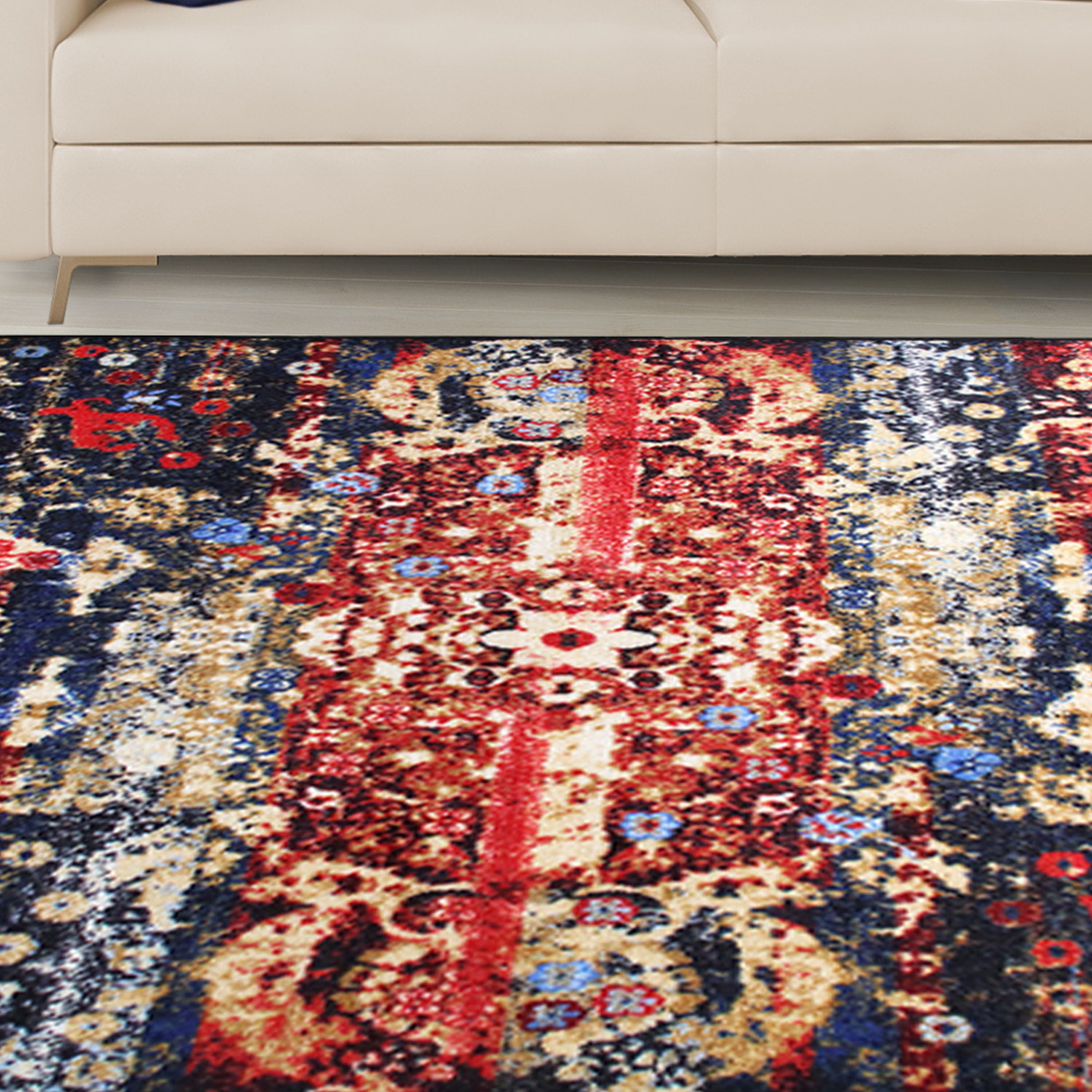 Oswell Medallion Non-Slip Washable Indoor Area Rug - Soft Living Room Carpet, Bedroom Runner, Kitchen Mat for Home Decor