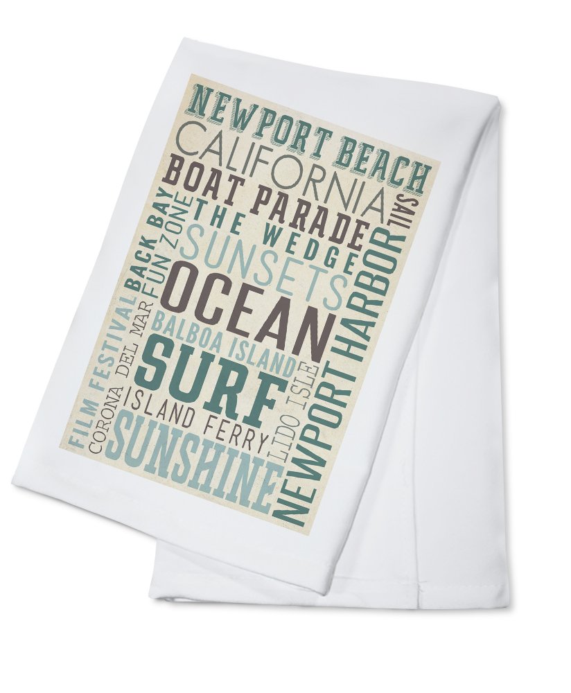 California Newport Beach Typography Cotton Tea Towel - 100% Soft Absorbent Kitchen Hand Towel for Dish Drying & Decorative Home Use