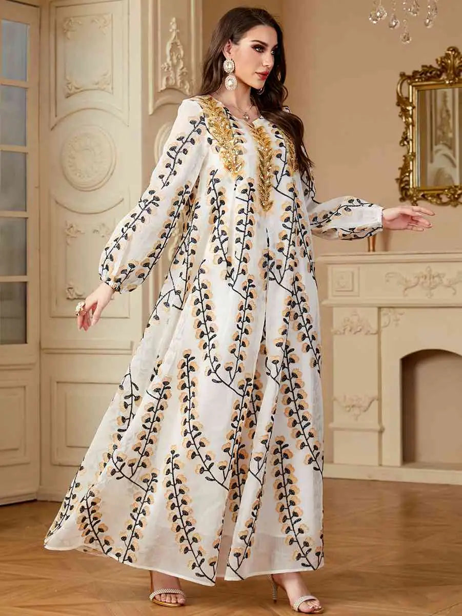 Elegant Embroidered Eid Caftan Dress for Women - Perfect for Weddings, Parties & Special Occasions | Breathable Fabric & Flowy Design for Comfortable Celebrations