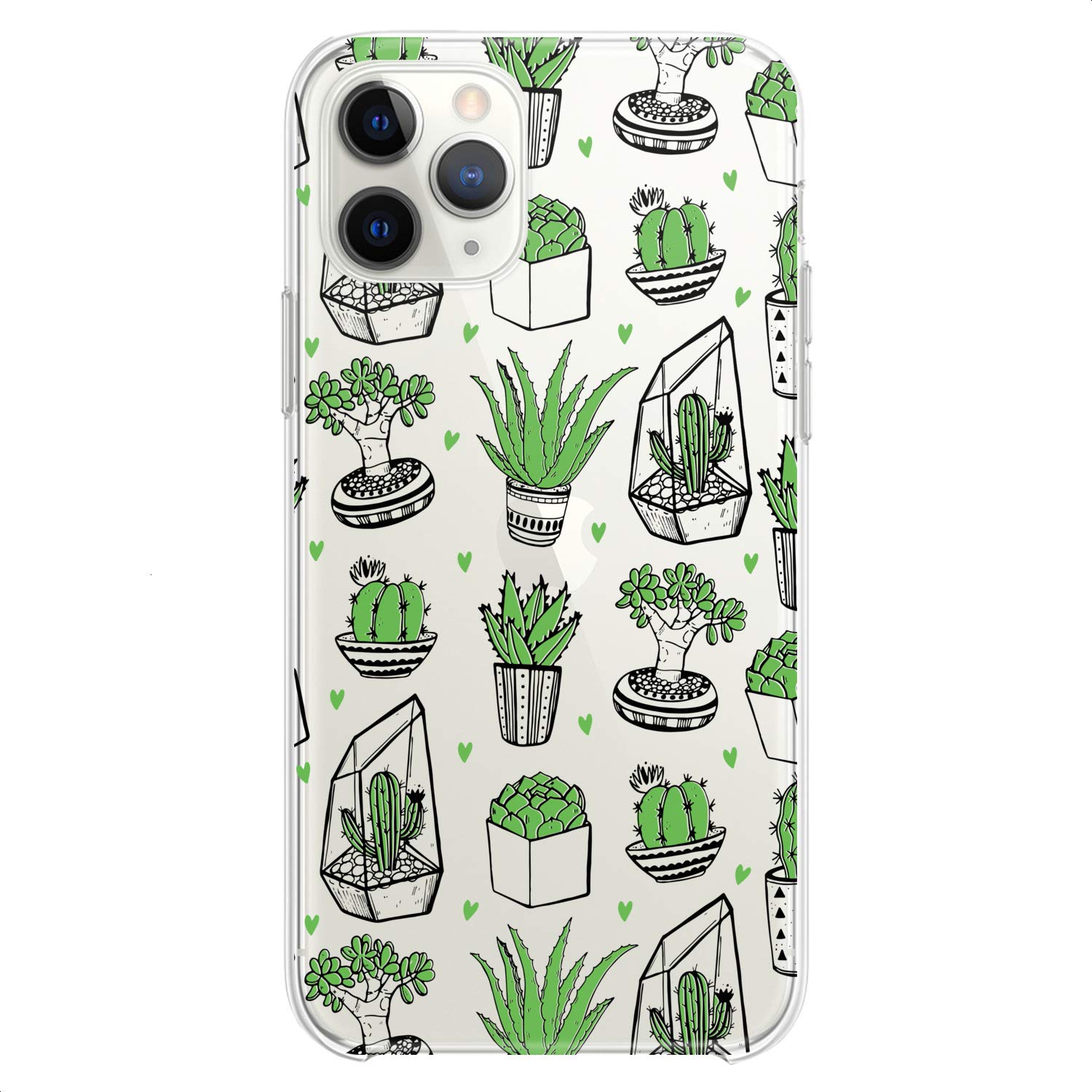 Premium Clear TPU Phone Case for iPhone 16/15/14/13/12/11 Pro Max/Plus/Mini/XS/XR/X/8+/7/6/5/SE - Cute Cactus Design with Slim Flexible Silicone Protection | Perfect for Everyday Use, Office & Outdoor Activities