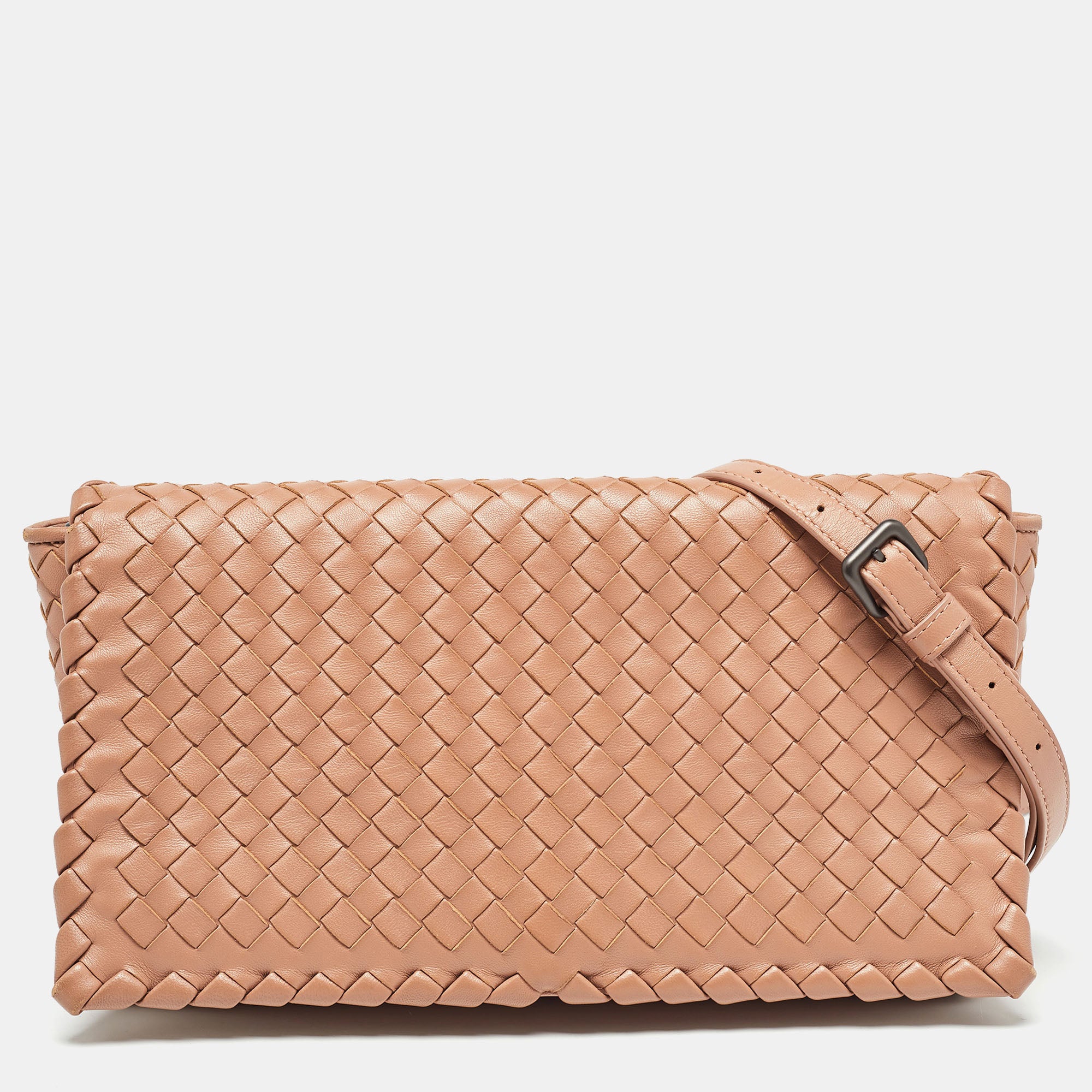Beige Intrecciato Leather Olimpia Flap Shoulder Bag for Women | Luxury Crossbody Purse | Perfect for Work, Travel & Evening Out
