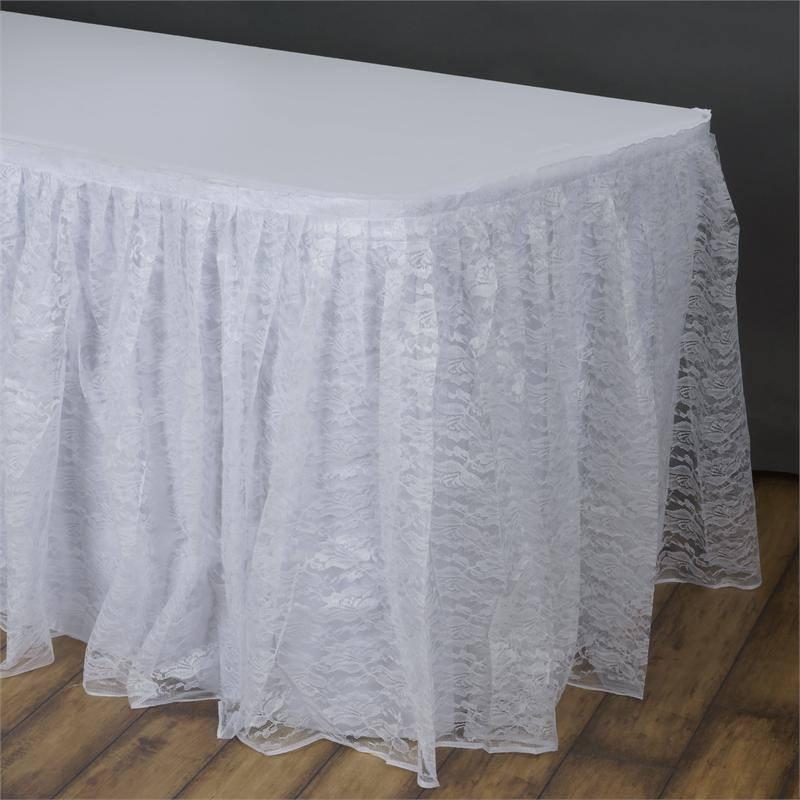 Elegant Dual Layer Lace Table Skirt for Weddings, Parties & Events - Decorative Table Covering for Banquets, Baby Showers & Home Decor