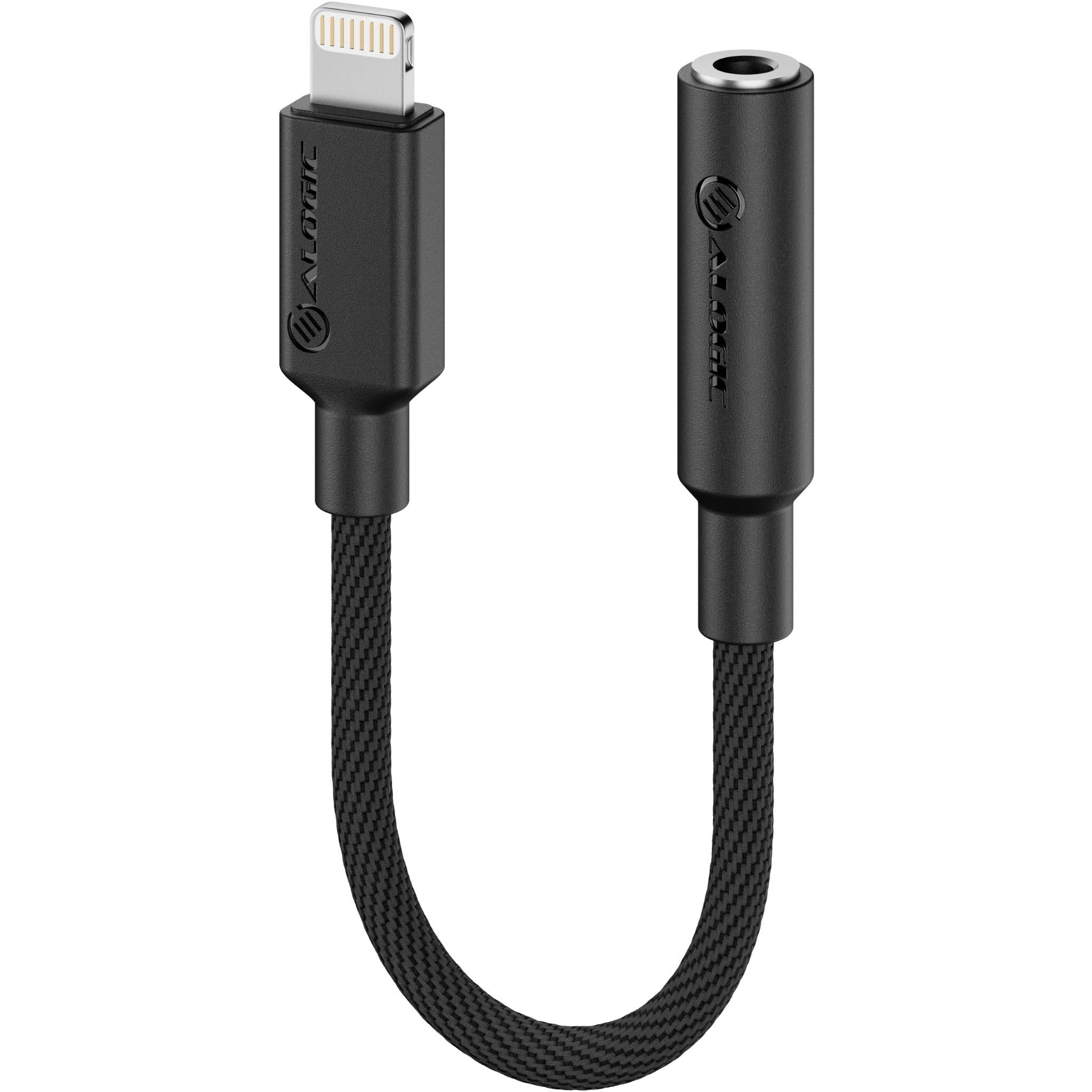 ALOGIC Elements Pro Lightning to 3.5mm Audio Adapter - Premium Black Audio Jack Converter for iPhone & iPad - Perfect for Music, Gaming & Hands-Free Calls