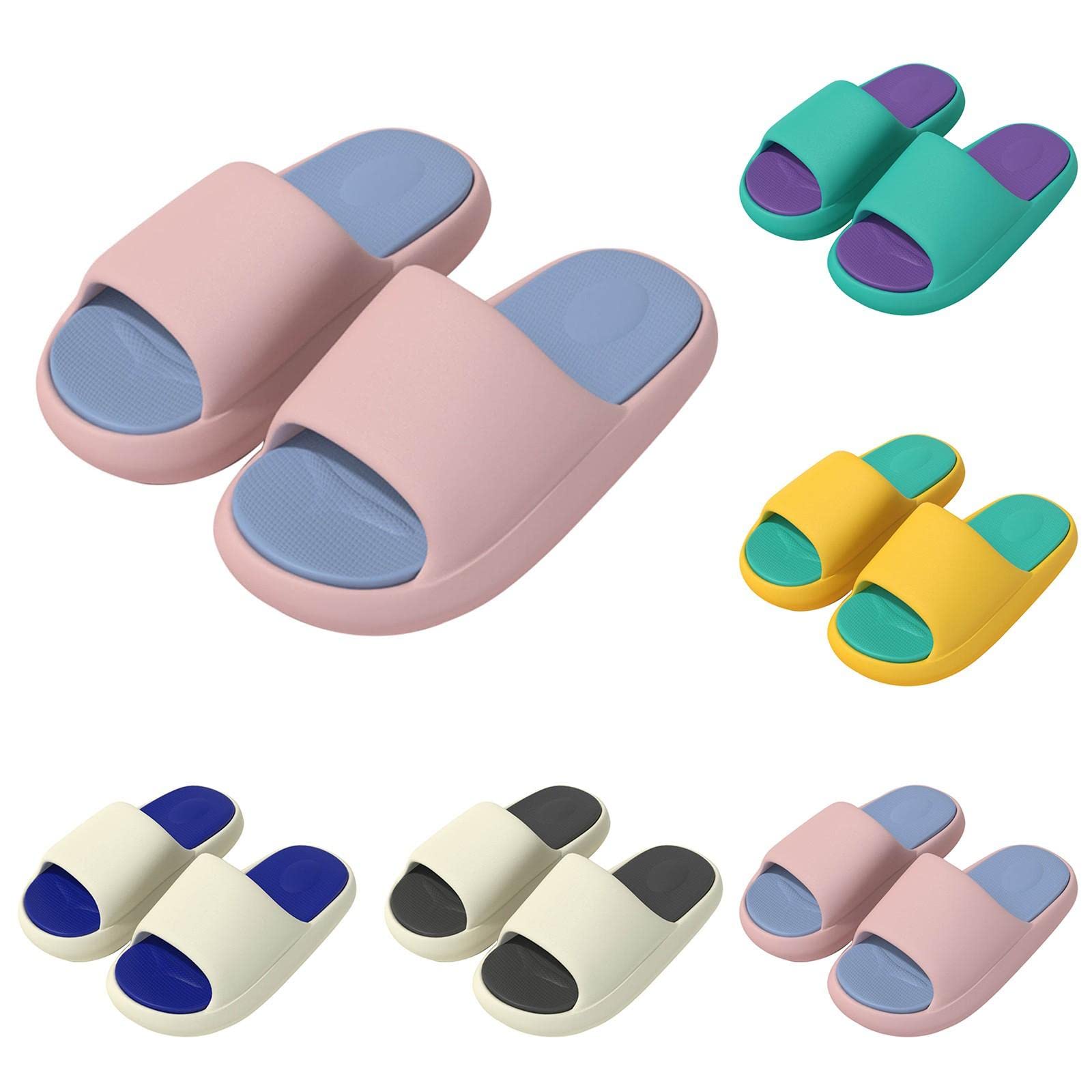 Non-Slip Couple Home Slippers - Open Toe Summer Bathroom Slides for Women & Men | Soft Sole Cozy Indoor/Outdoor Platform Sandals | Perfect for Spa, Poolside, and Relaxing at Home