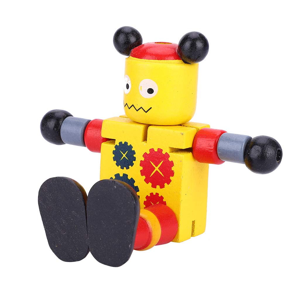 Jingyig Wooden Robot Toys - Bright Color Educational STEM Toys for Kids | Safe Wooden Material Learning Toy for Toddlers & Preschoolers (Yellow) | Perfect for Classroom, Birthday Gifts & Early Childhood Development