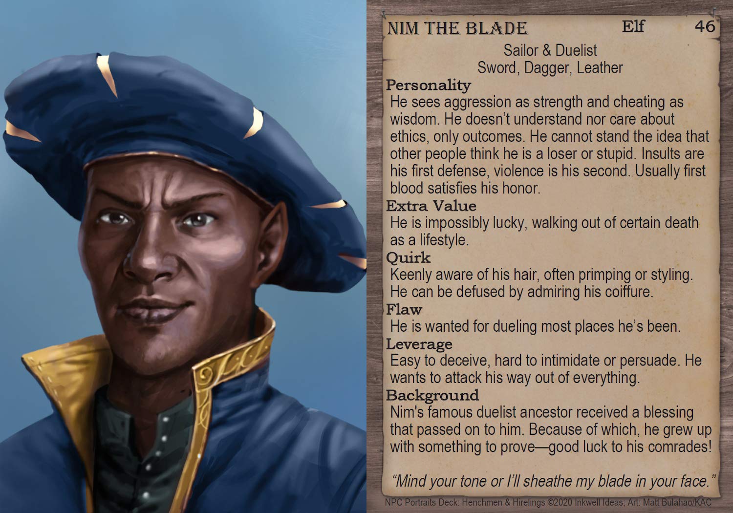 NPC Portraits Deck - Fantasy RPG Character Cards for Henchmen & Hirelings | Dungeons & Dragons D&D, Pathfinder, Tabletop Gaming Accessories