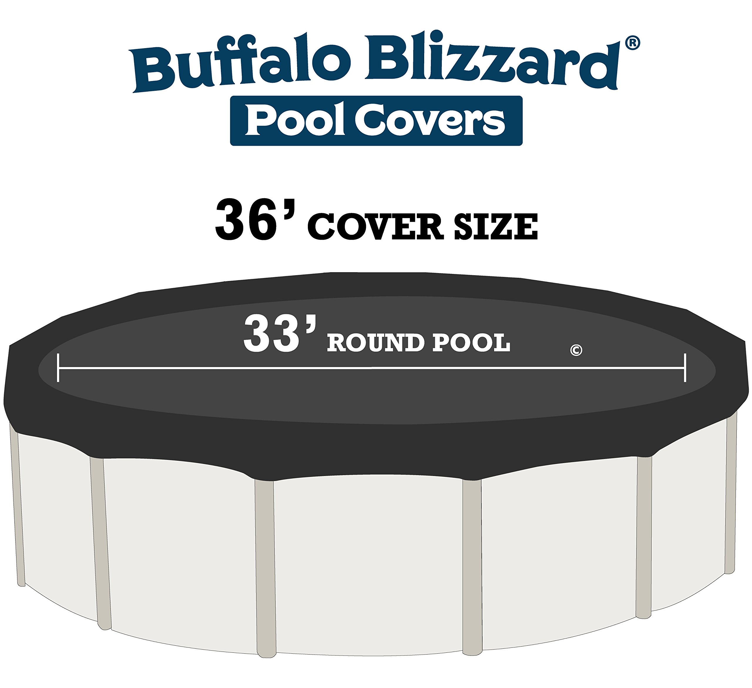 Buffalo Blizzard Micro Mesh Winter Pool Cover with Leaf Net for 33-Foot Round Above Ground Pools | Heavy Duty 3-Foot Overlap Seasonal Swimming Pool Cover | Protects from Snow, Ice & Debris During Winter Storage