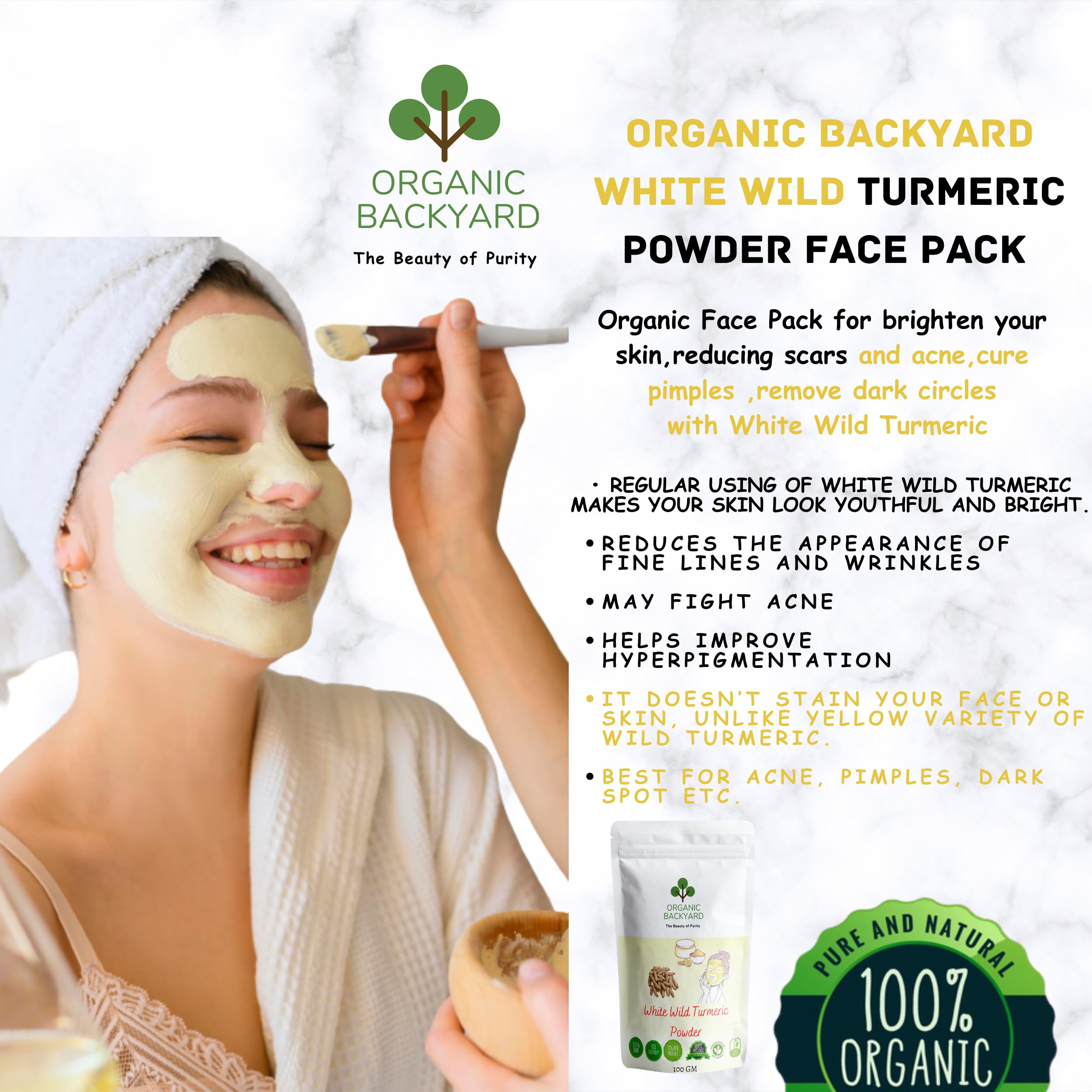 Organic Mulethi, Sandalwood & White Turmeric Powder for Glowing Skin - 3-Pack (100g Each, 300g Total) | Natural Face Mask, Brightening & Anti-Aging Skincare for Daily Beauty Routine