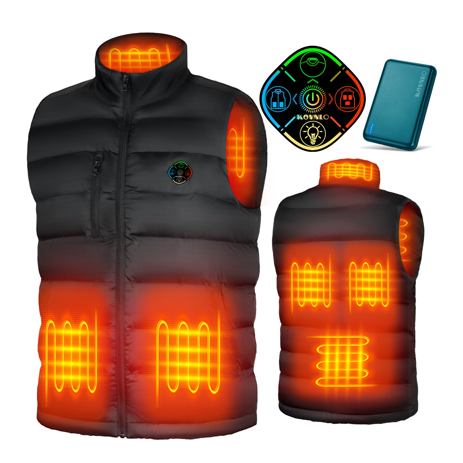 KOVNLO Men's Electric Heated Vest with Rechargeable Battery Pack - Smart Temperature Control & LED Display - Winter Outdoor Gear for Hiking, Camping & Cold Weather Activities