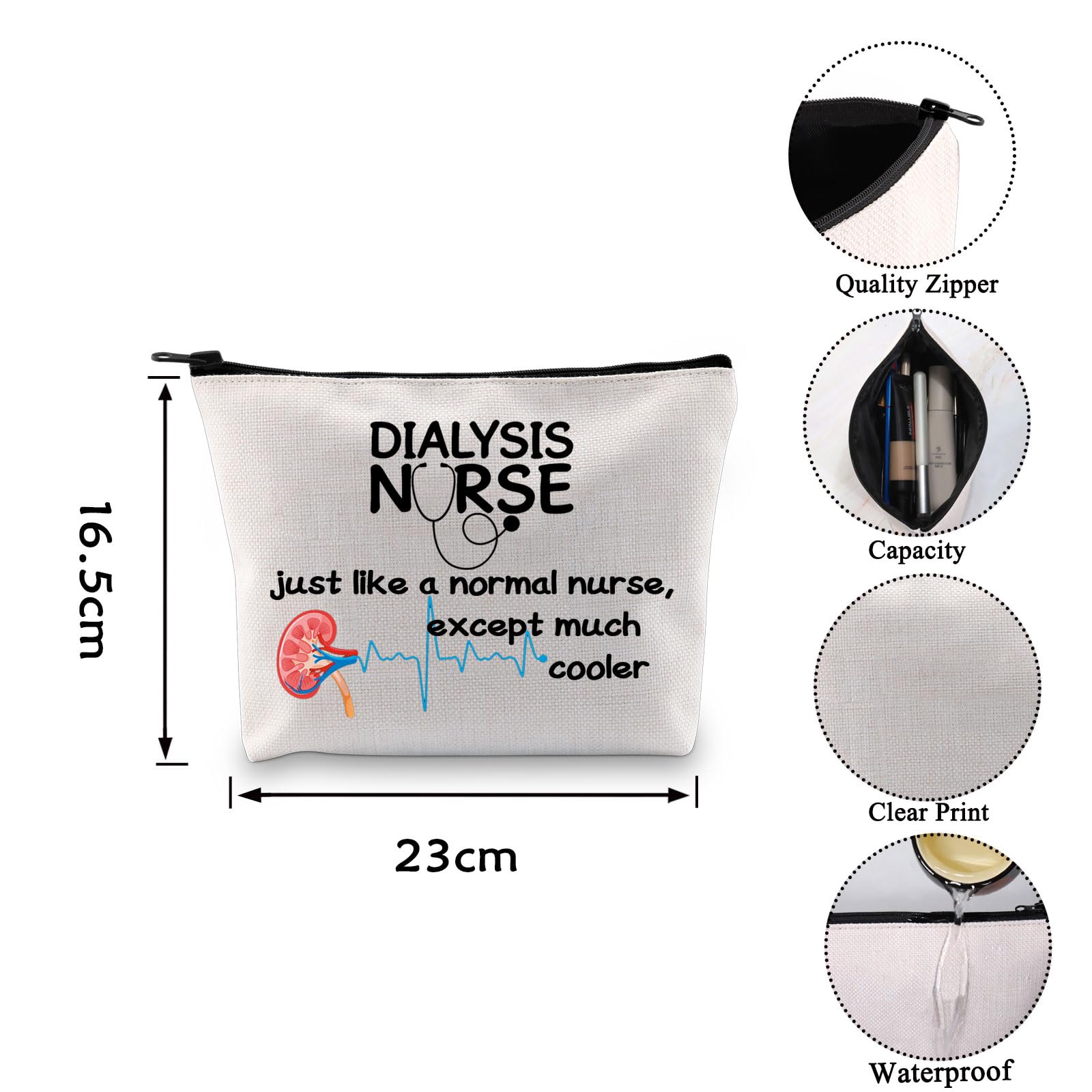 Funny Dialysis Nurse Makeup Bag - Perfect Gift for Dialysis Tech, Nephrology & Renal Nurses - Durable Zipper Pouch for Medical Supplies & Everyday Use