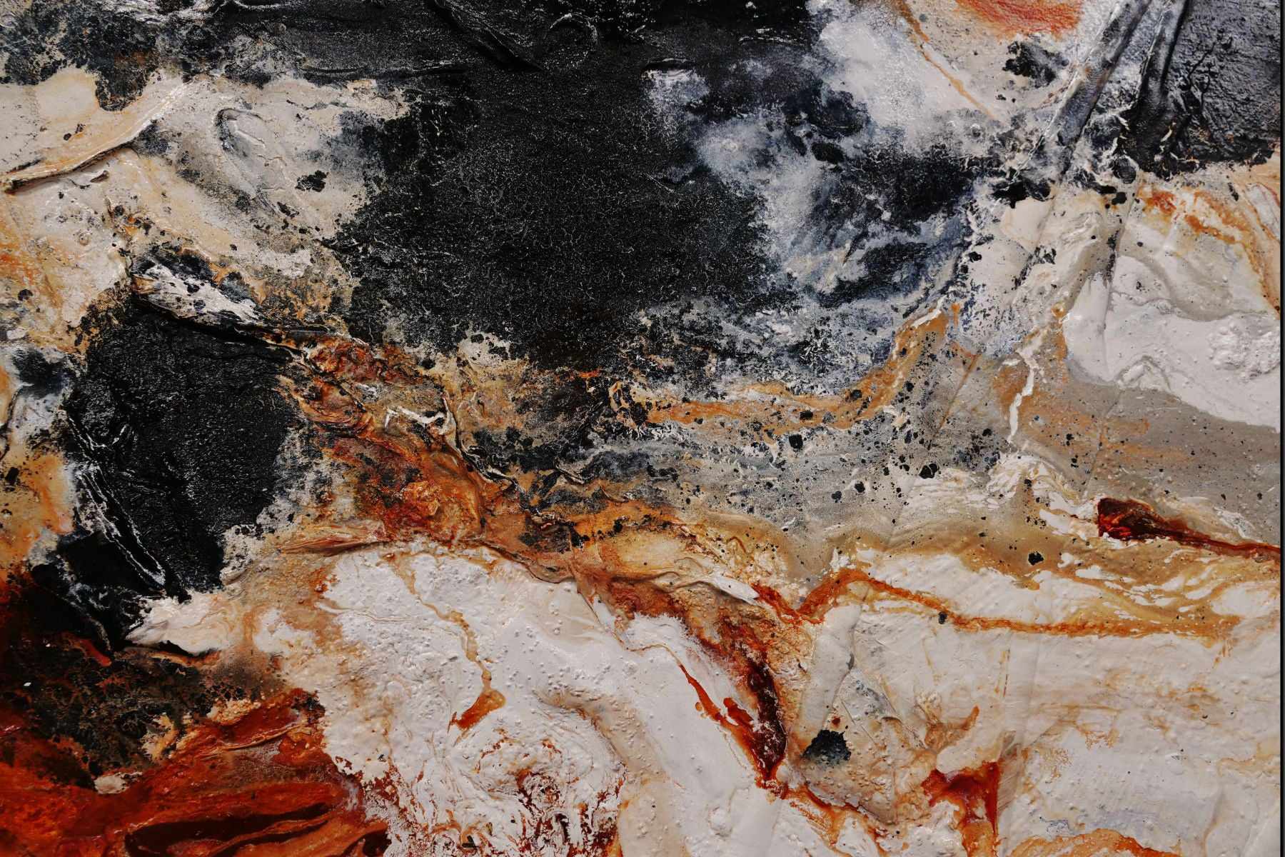 250cm x 150cm Black Oxide Textured Abstract Painting - Slated Licorice and Ice - Modern Wall Art for Living Room, Bedroom & Office Decor