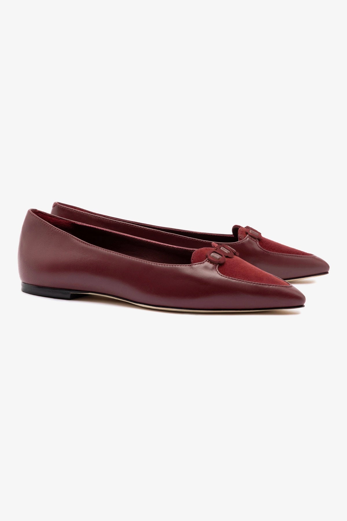 Audrey Flat Shoes for Women - Burgundy Leather Ballet Flats - Comfortable & Stylish for Work, Office, and Casual Wear
