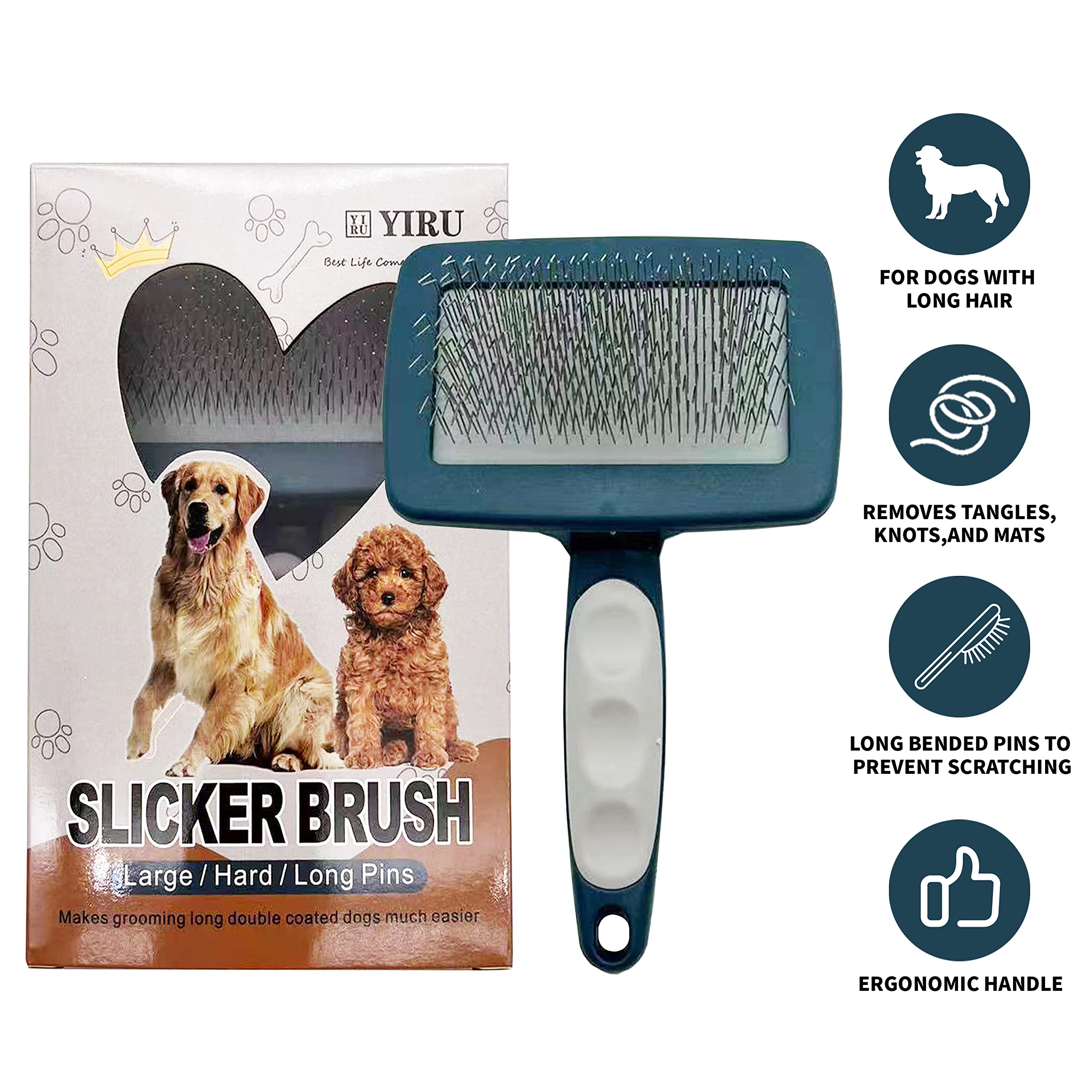 Premium Golden Doodle Grooming Brush - Professional Slicker Brush for Goldendoodles & Long Haired Dogs | Detangles, Removes Loose Hair & Undercoat | Perfect for Daily Grooming, Shedding Control & Coat Maintenance
