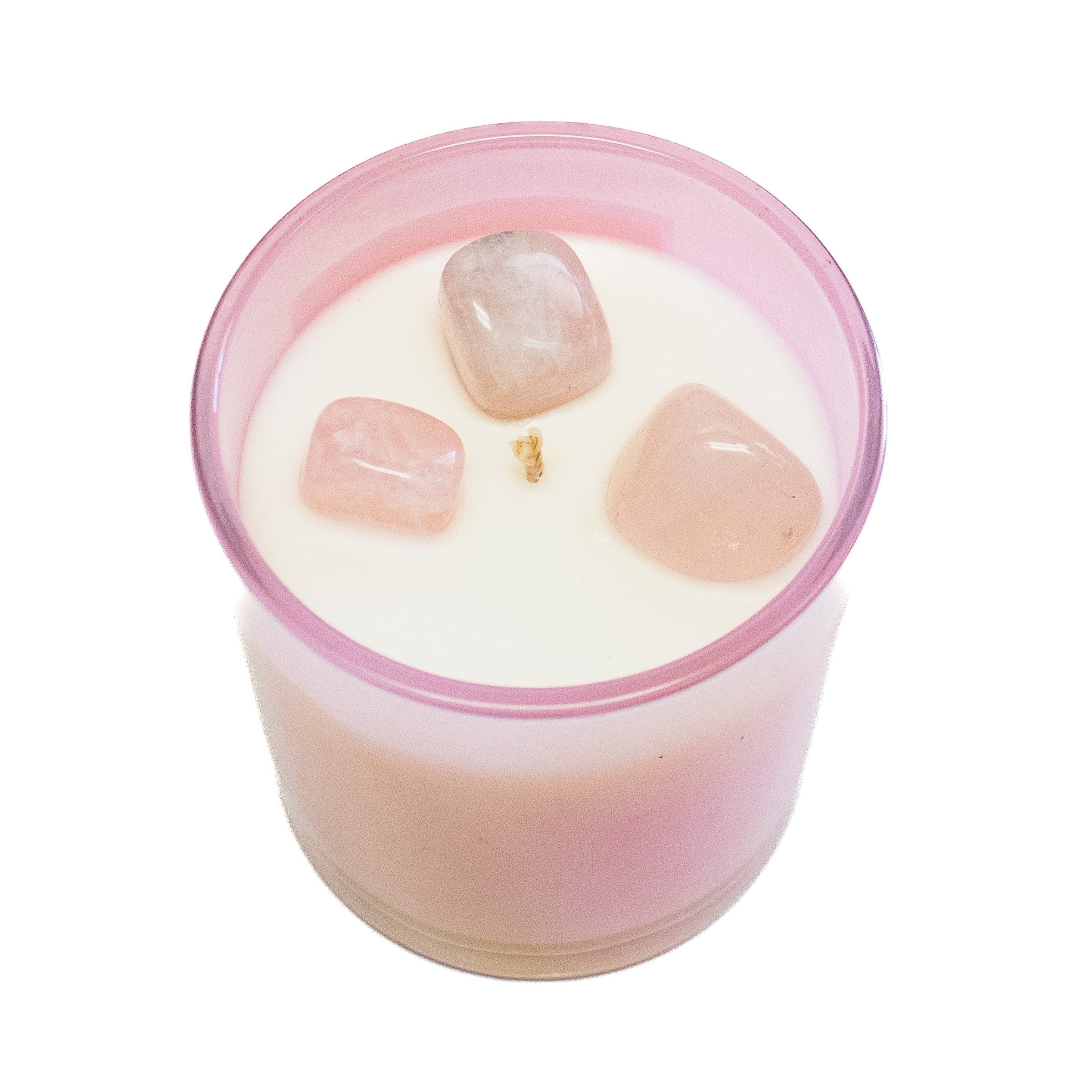 Rose Quartz Crystal Intention Candle for Meditation, Healing & Positive Energy - Perfect for Yoga, Reiki & Spiritual Rituals