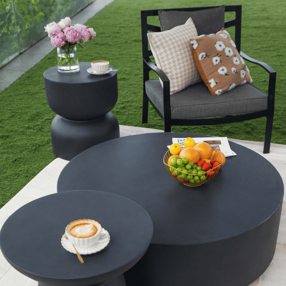 Chronos Outdoor Concrete Side Table - Durable & Weatherproof Patio Furniture for Garden, Poolside, and Backyard Decor
