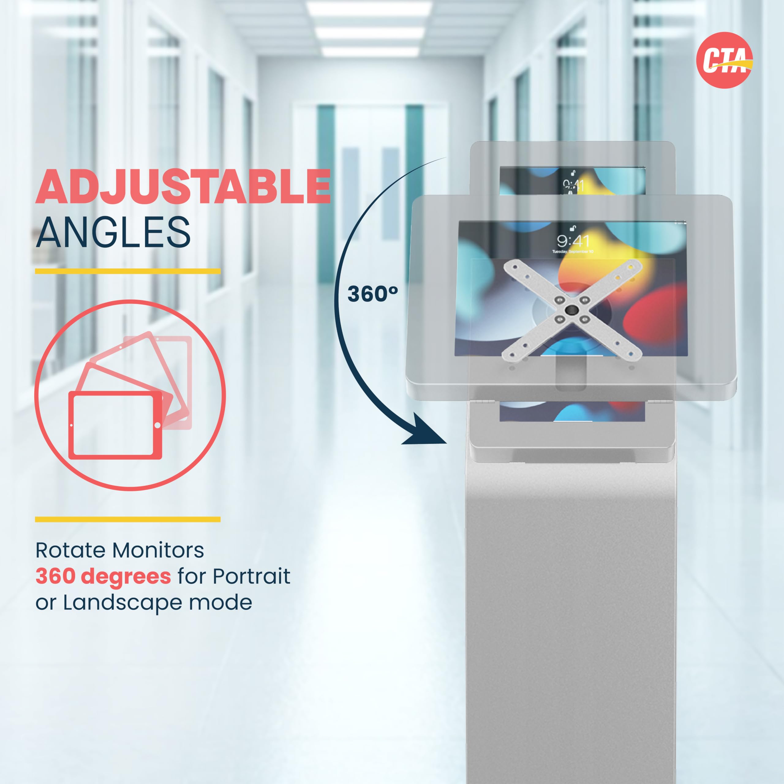 Heavy-Duty VESA Compatible Floor Stand Kiosk with Cable Management System, Scratch-Resistant Base & Kitting Options - Perfect for Retail Displays, Trade Shows & Digital Signage (ADD-PARAFSS) - Silver