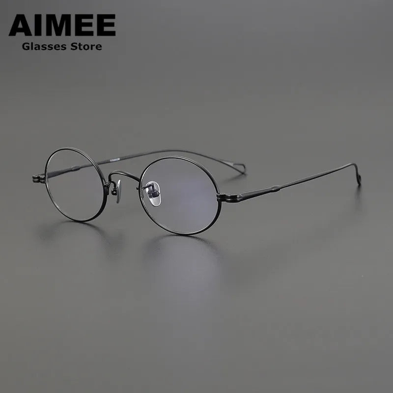 Aimee Unisex Full Rim Small Oval Round Titanium Eyeglasses Frame 85001 - Lightweight & Durable Eyewear for Men & Women - Perfect for Reading, Work, and Everyday Use