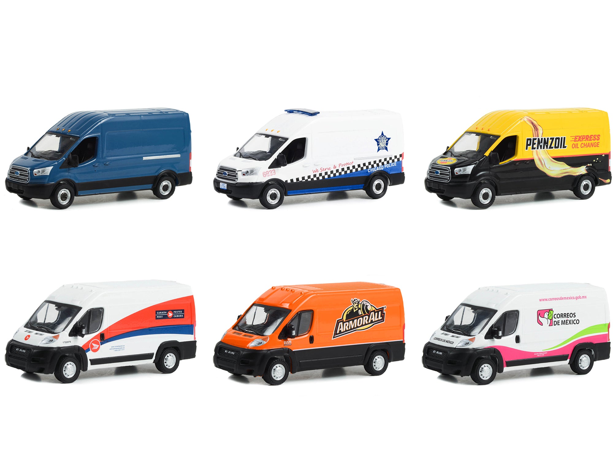 Greenlight Vans Series 5 1/64 Diecast Model Cars - Set of 6 Route Runners Collectible Vehicles for Display & Play | Perfect for Car Enthusiasts & Toy Collectors