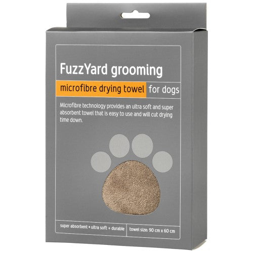FuzzYard Microfiber Drying Towel for Dogs - Super Absorbent Pet Grooming Towel with Orange Trim - Quick Dry Bath Towel for Dogs, Puppies & Cats - Perfect for Post-Bath, Swimming & Outdoor Adventures