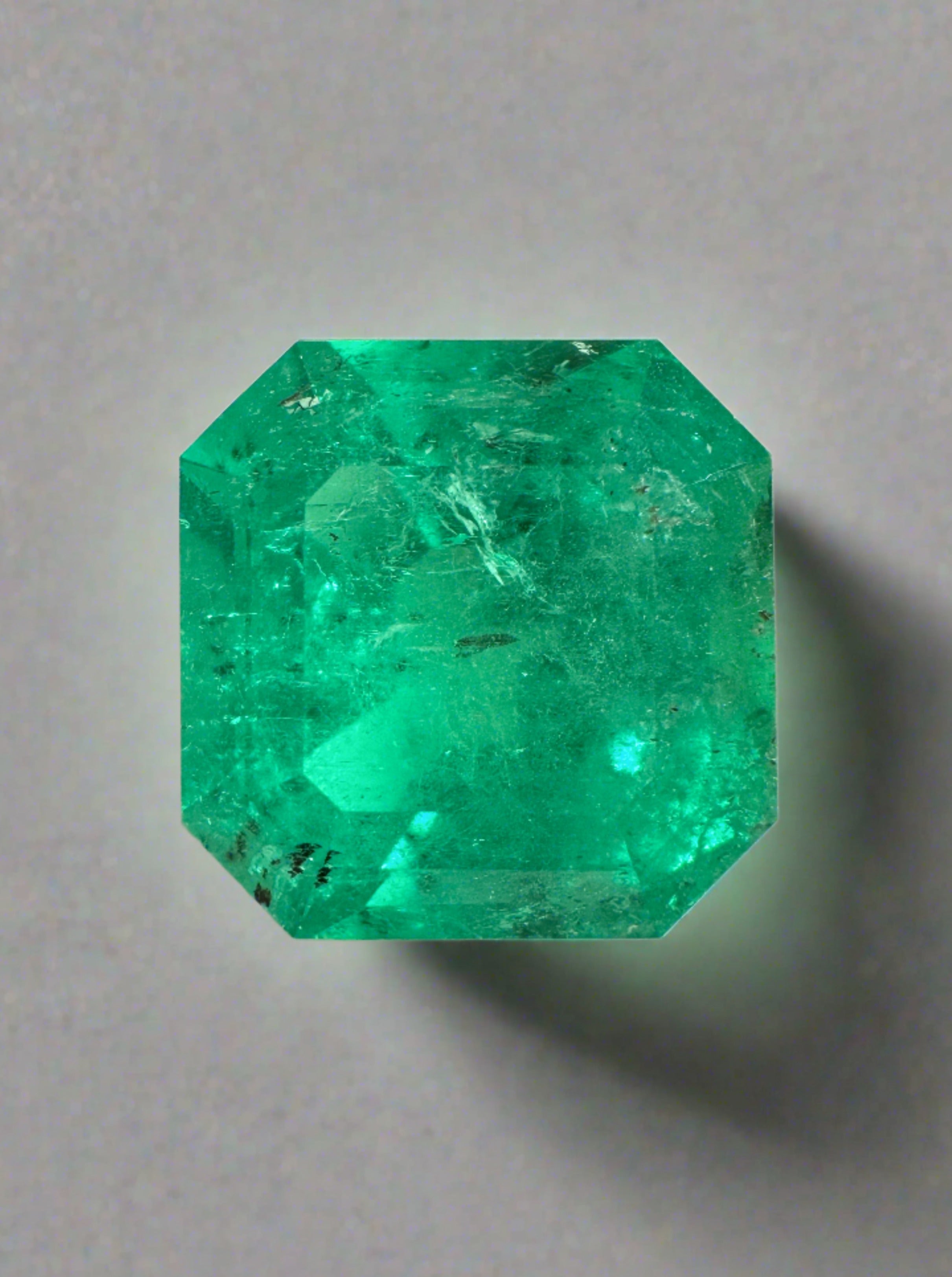 9.03 Carat 12.5x12.5mm Huge Green Natural Loose Colombian Emerald Gemstone - Asscher Cut for Jewelry Making, Engagement Rings & Luxury Gifts