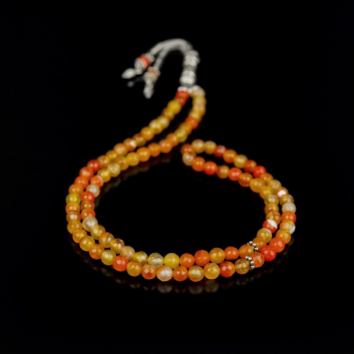 Premium Orange Agate Stone Islamic Prayer Beads - 99 Muslim Tasbih Rosary for Spiritual Meditation & Daily Dhikr - Perfect for Home Worship, Travel & Gift Giving