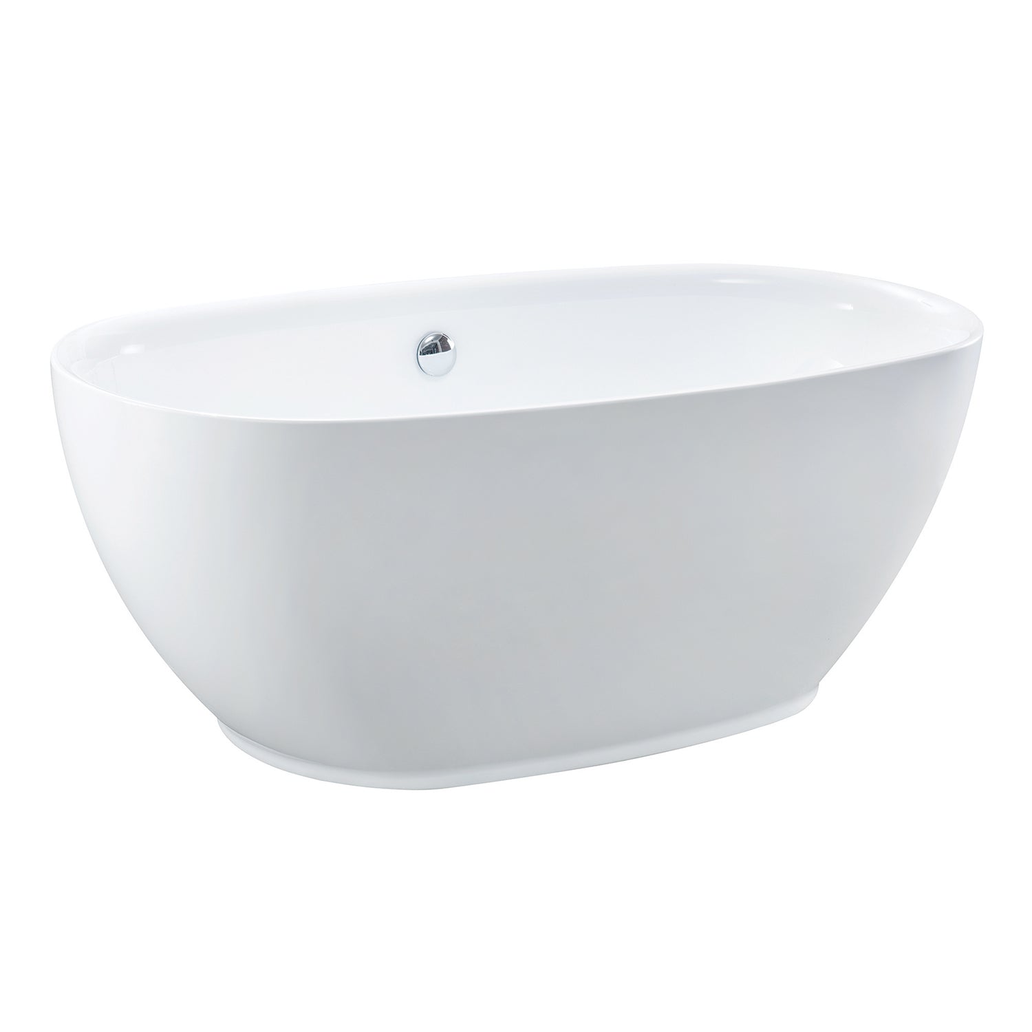 Aqua Eden 59 Inch Acrylic Oval Freestanding Bathtub - Glossy White Double Ended Soaking Tub with Drain | Perfect for Luxury Bathrooms & Spa Retreats