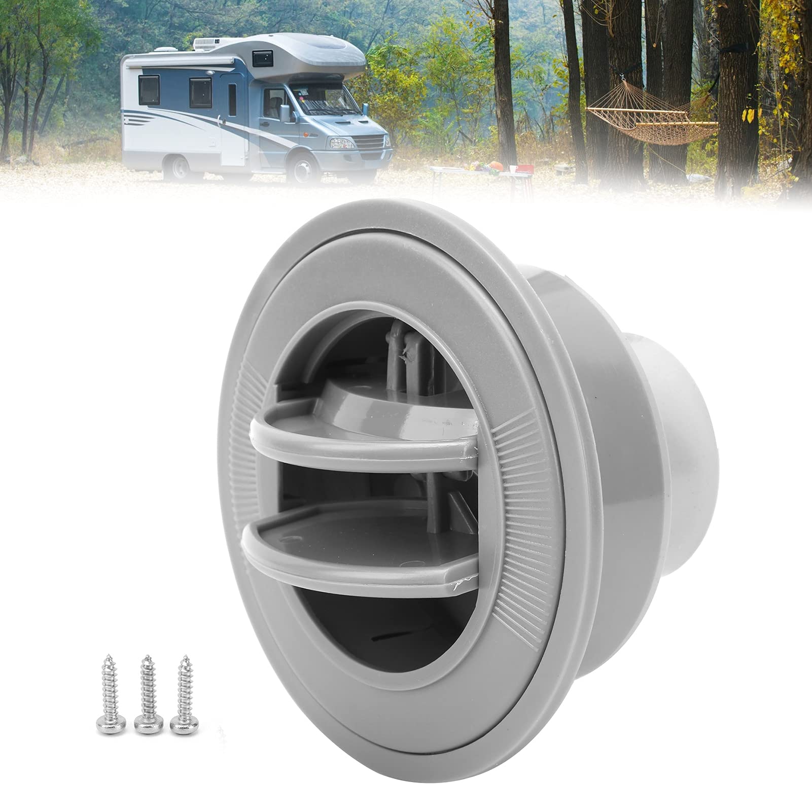 Universal ABS Car Air Conditioning Vent Deflector - 100mm/76mm/47mm Round Dashboard AC Outlet for RV, Boat, Bus - Gray Color - Perfect for Vehicle Cooling & Airflow Control