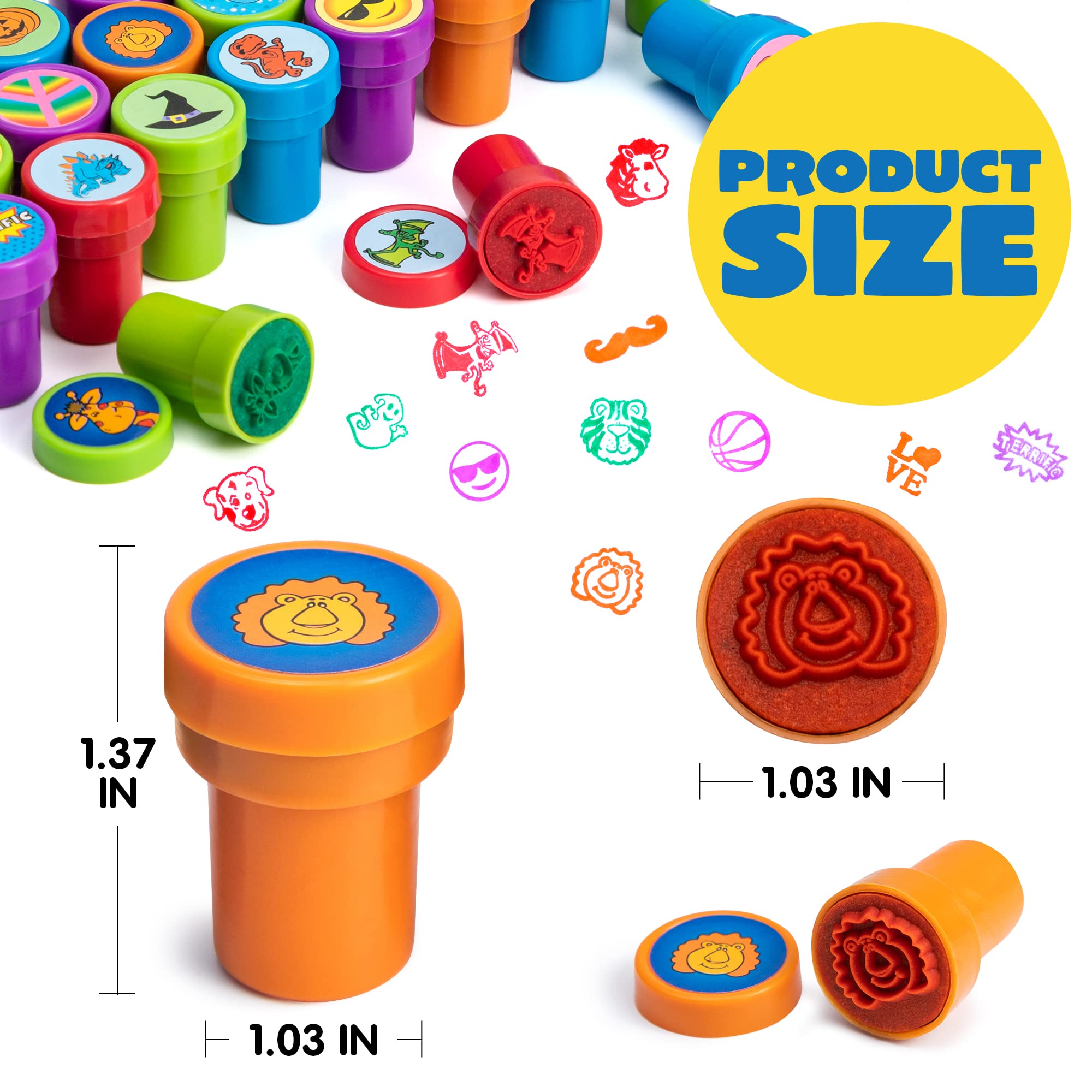JOYIN 100PCS Assorted Self-Inking Stamps for Kids - 50 Fun Designs Including Dinosaurs & Halloween - Perfect for Party Favors, Classroom Rewards, Easter Egg Stuffers & Teacher Supplies - Great for Arts & Crafts, Scrapbooking & Kids' Treasure Box Activities