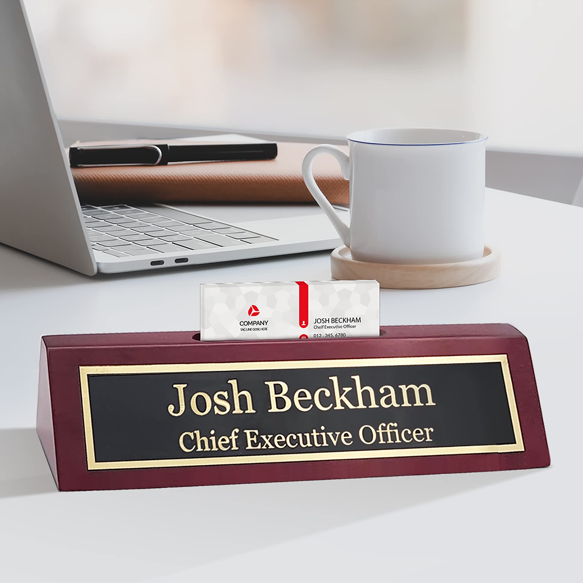 Custom Engraved Wood Name Plate for Desk | Personalized Office Name Plaque Gift (2
