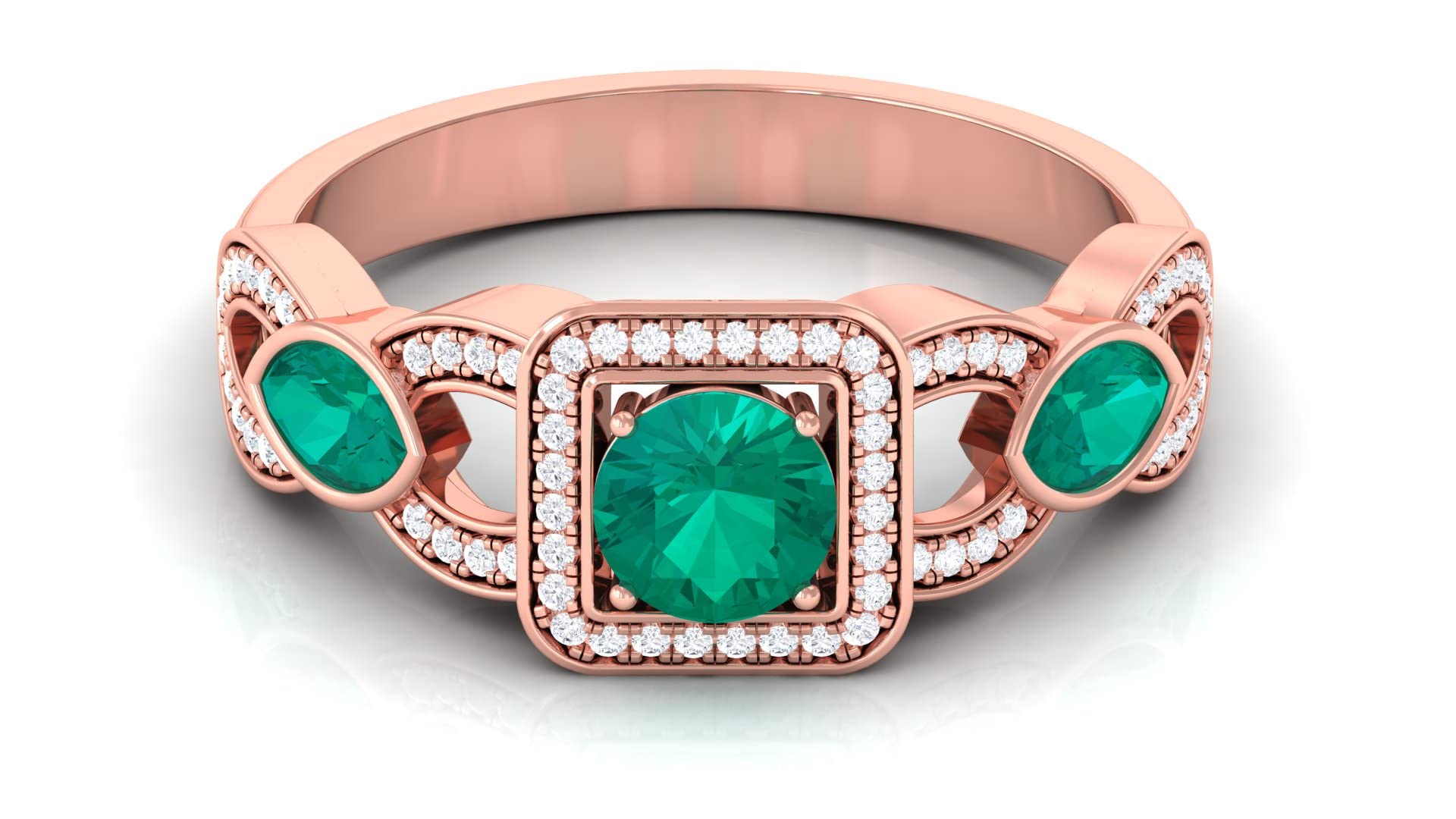 1.75 CT Certified Emerald & Diamond Vintage Ring in 14K Solid Gold - May Birthstone, Elegant Crossover Design for Weddings, Anniversaries & Special Occasions