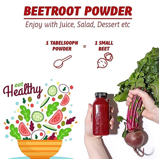 100% Organic Beetroot Powder for Skin, Hair & Face - Pure Natural Supplement for Glowing Skin & Healthy Hair - No Added Chemicals | Perfect for Smoothies, Juices & DIY Beauty Masks
