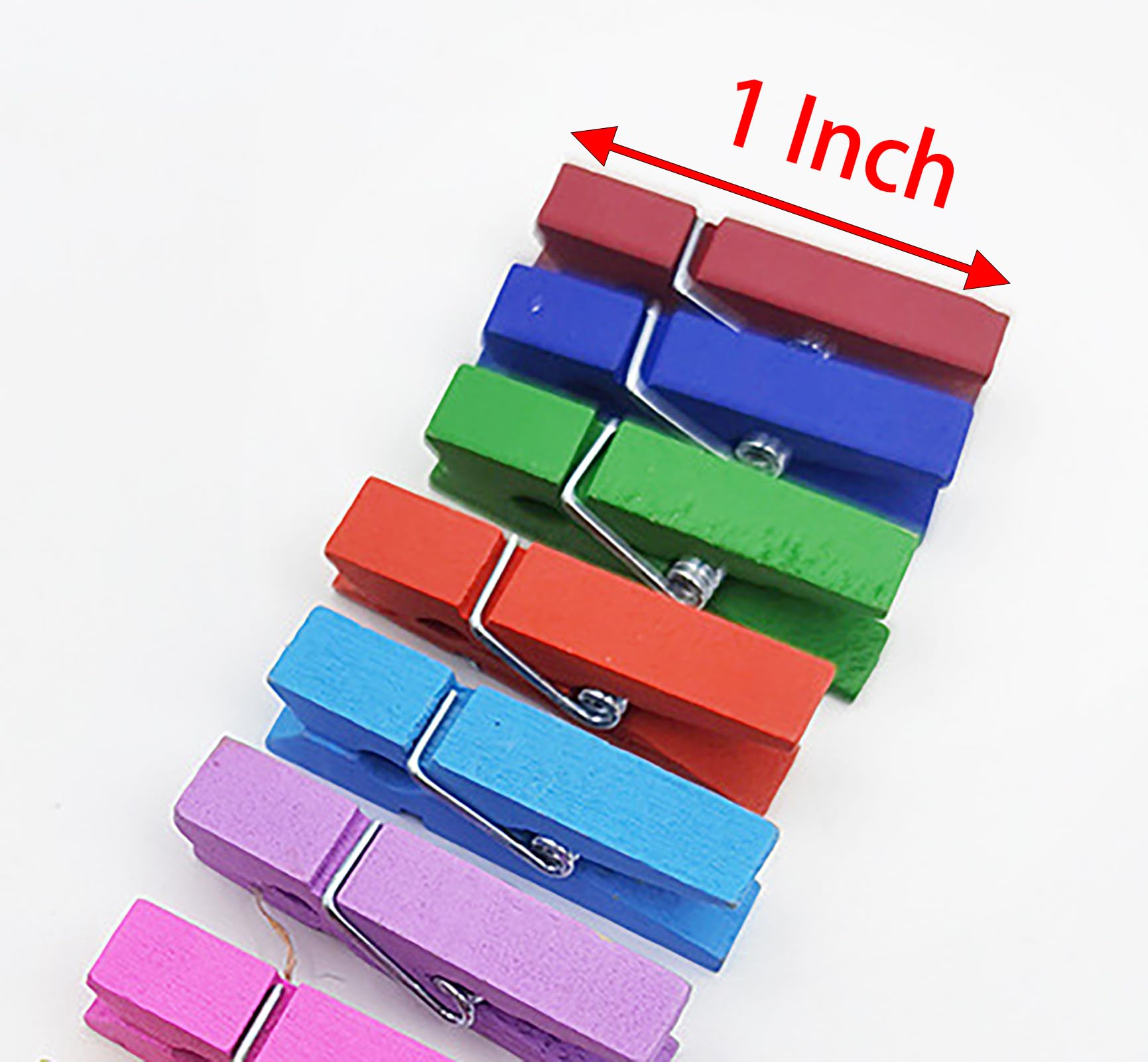 Mini Wooden Clothes Pins 100pcs - 1 Inch (2.5cm) Small Multicolor Wooden Chip Clips for Laundry, Photos, Crafts & Home Organization - Perfect for Hanging Clothes, Displaying Artwork & DIY Projects
