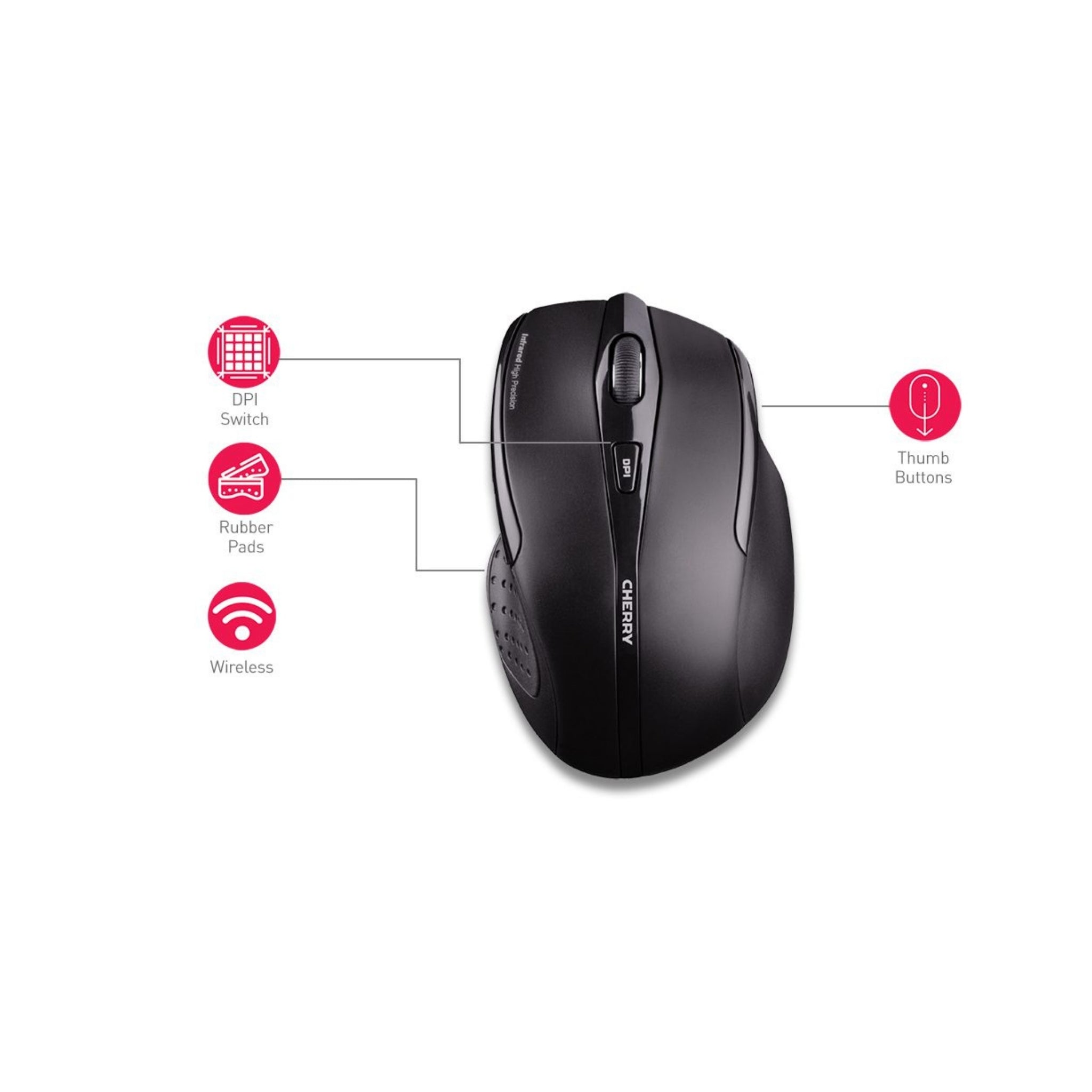 Cherry MW3000 Ergonomic Right-Handed Gaming Mouse with 6 Programmable Buttons - Perfect for PC Gaming, Office Work & Graphic Design