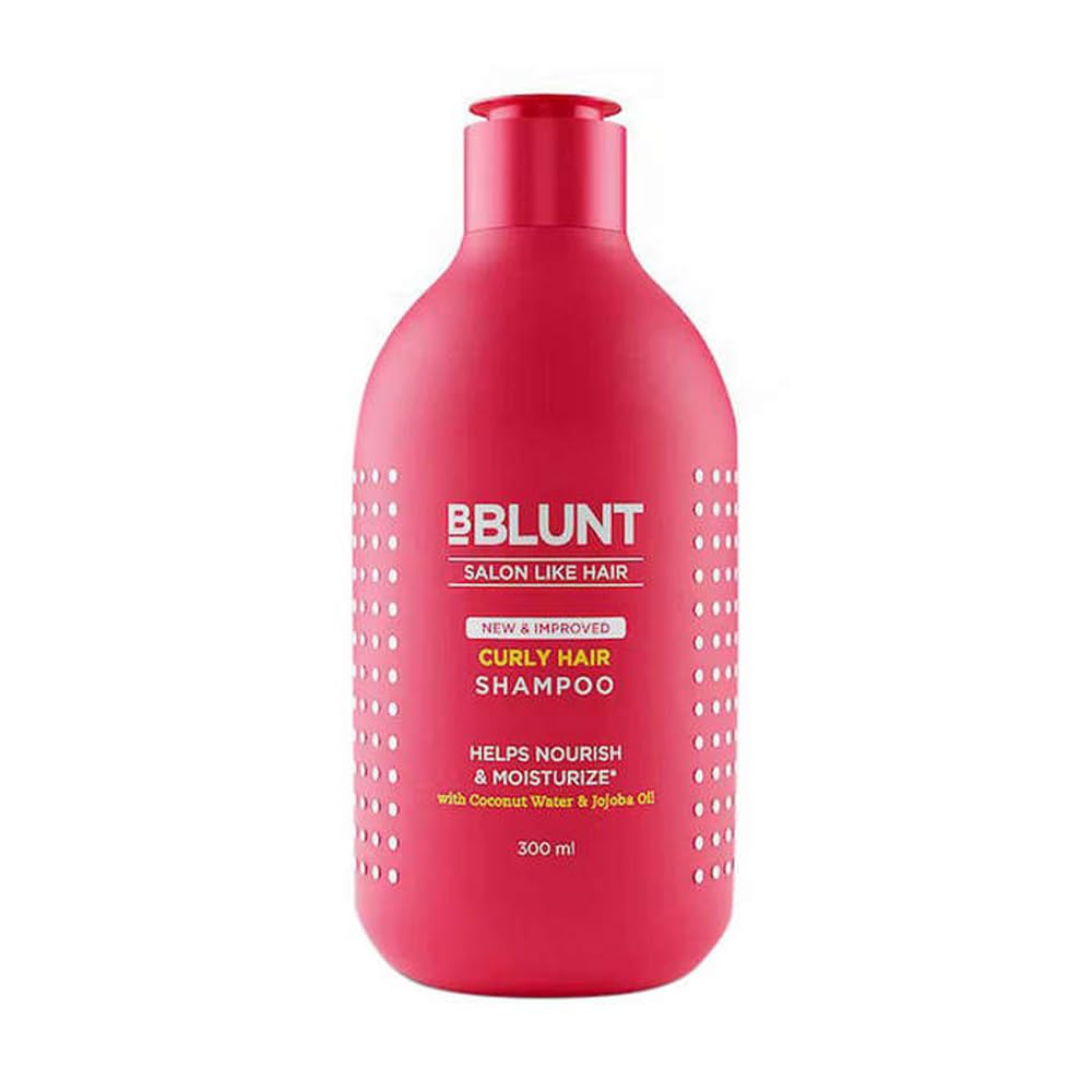 BBLUNT Curly Hair Shampoo with Coconut Water & Jojoba Oil - 300ml for Natural Curls, Hydration & Frizz Control | Perfect for Dry, Damaged Hair at Home or Salon Use