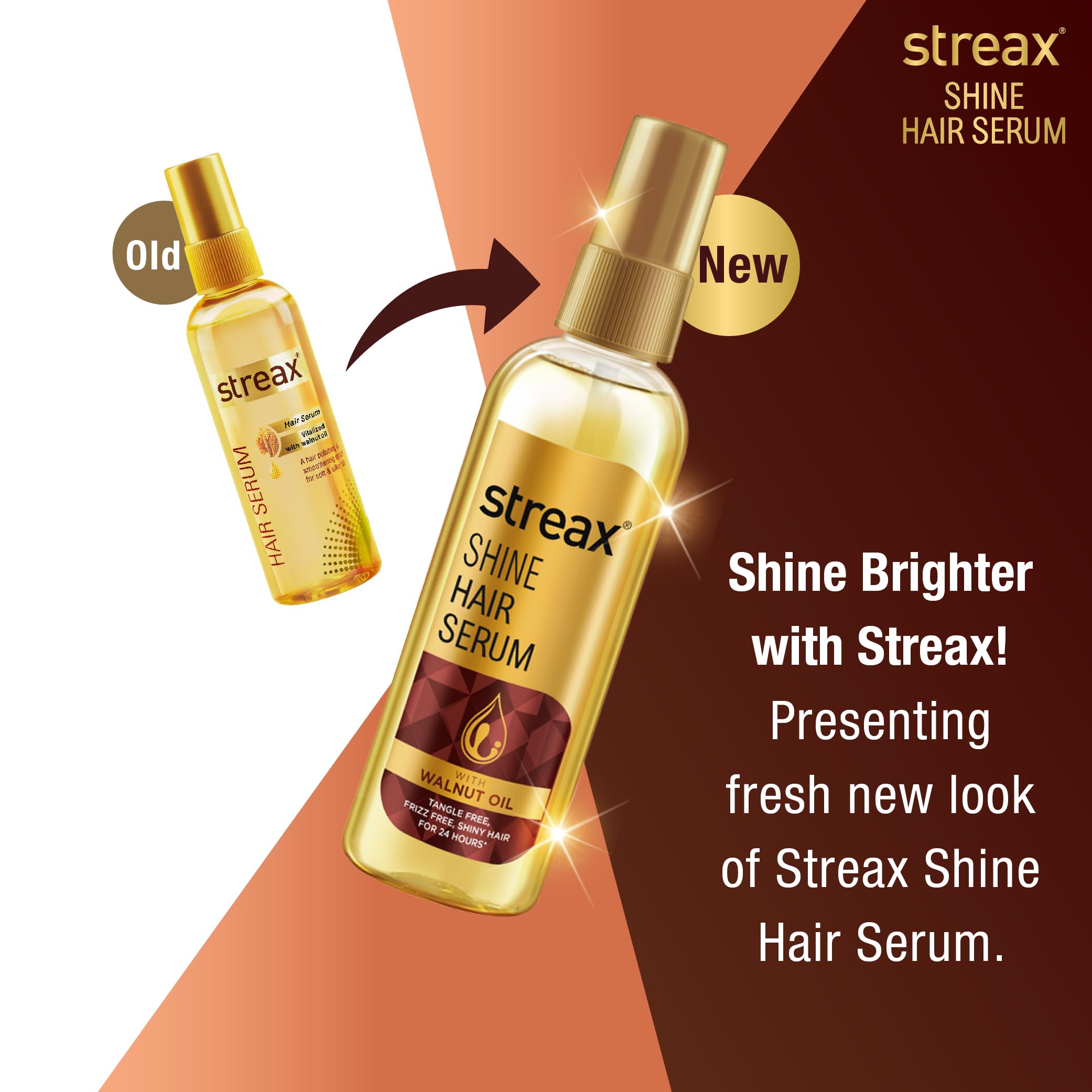 Streax Walnut Oil Hair Serum for Dry & Frizzy Hair - 45ml | Smoothing & Shine Treatment | Perfect for Daily Hair Care & Styling