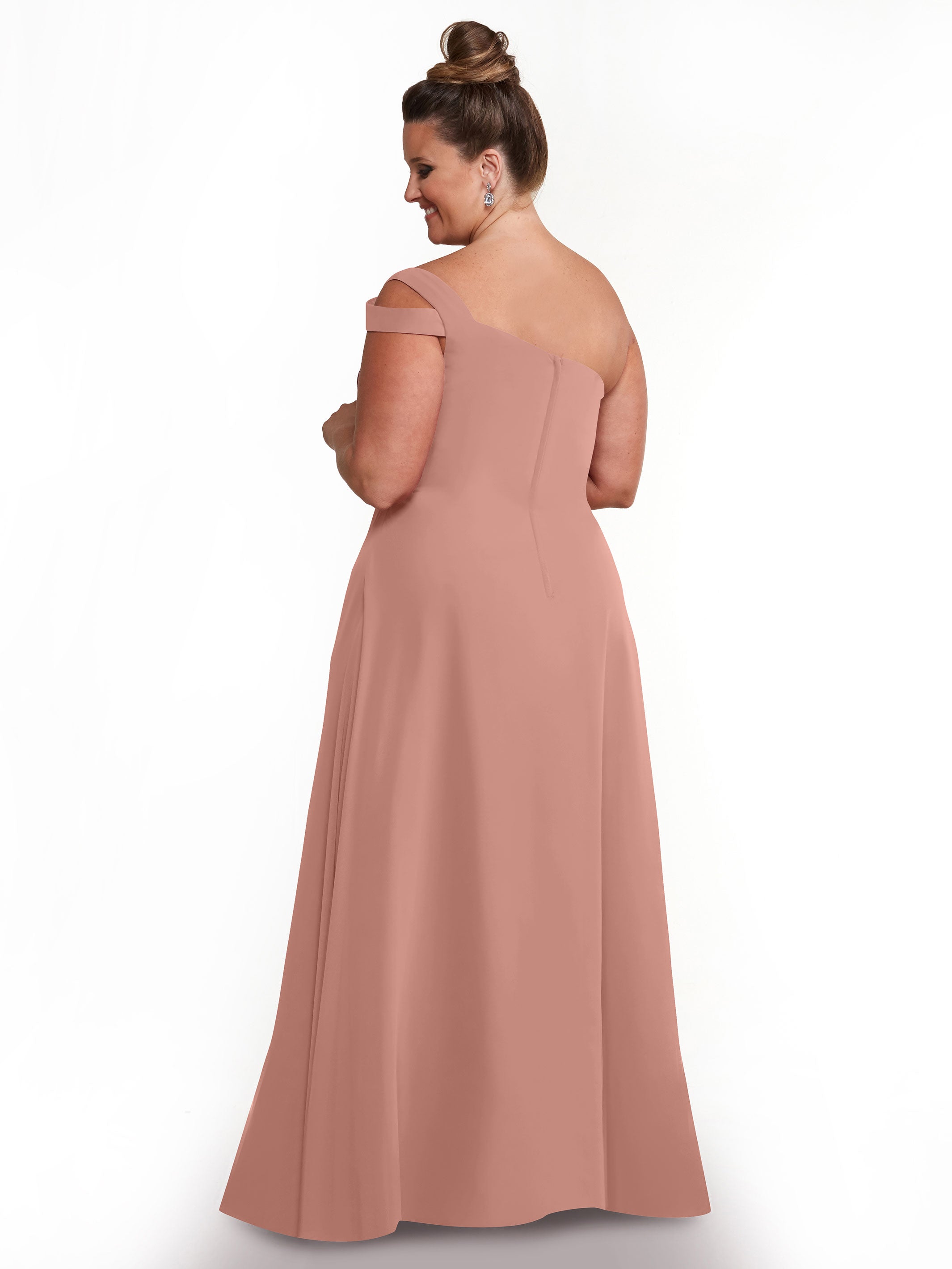 Elegant 80139 Chiffon A-Line One Shoulder Bridesmaid Dress with High Slit - Perfect for Weddings, Formal Events & Evening Parties