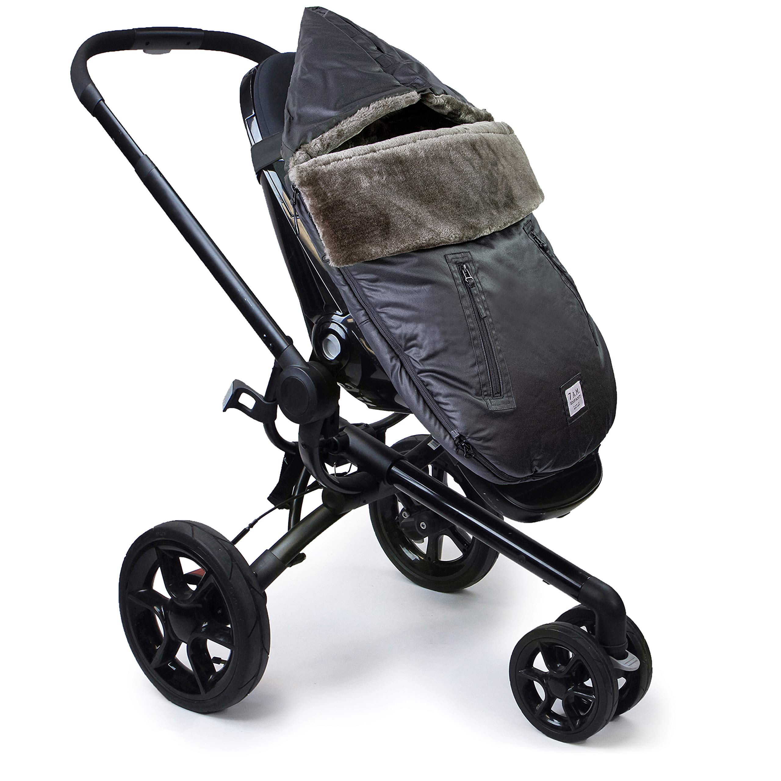 7AM Enfant Universal Footmuff - Waterproof Winter Bunting Bag for Baby Strollers & Car Seats, Soft Micro-Fleece & Plush Lined for Boys & Girls | Perfect for Cold Weather Outings, Shopping & Travel | WaxedPOD