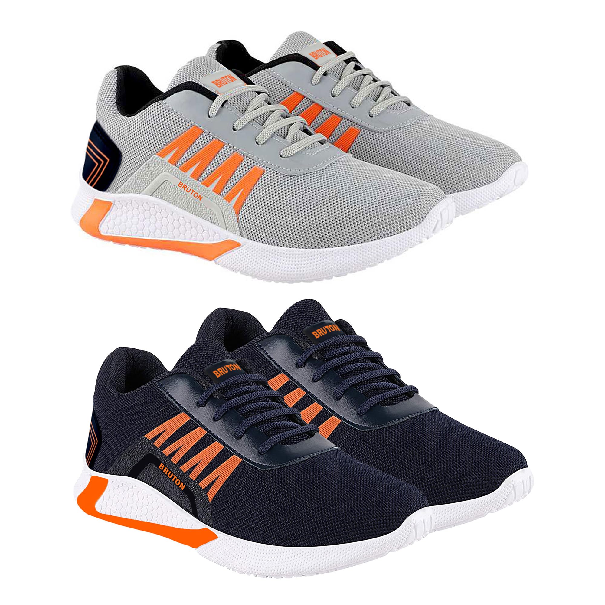 BRUTON Men's Trendy Casual & Running Shoes - 2-Pair Pack | Comfortable Athletic Sneakers for Gym, Workout & Everyday Wear