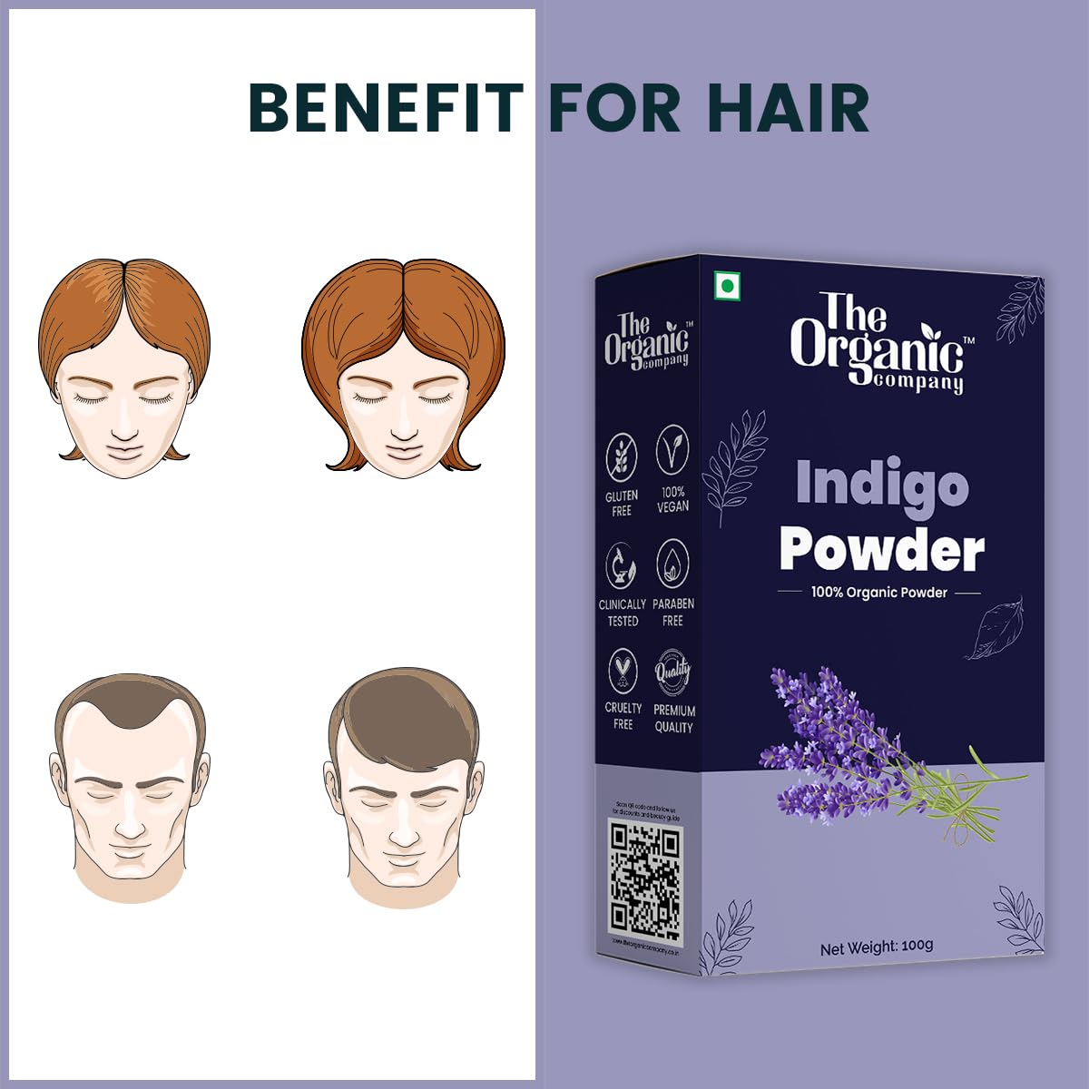 Organic Indigo Leaves Powder for Natural Black Hair Dye & Herbal Hair Growth - Indigofera Tinctoria Hair & Skin Care Treatment - Perfect for DIY Hair Packs, Henna Mixing, and Ayurvedic Hair Wash Rituals