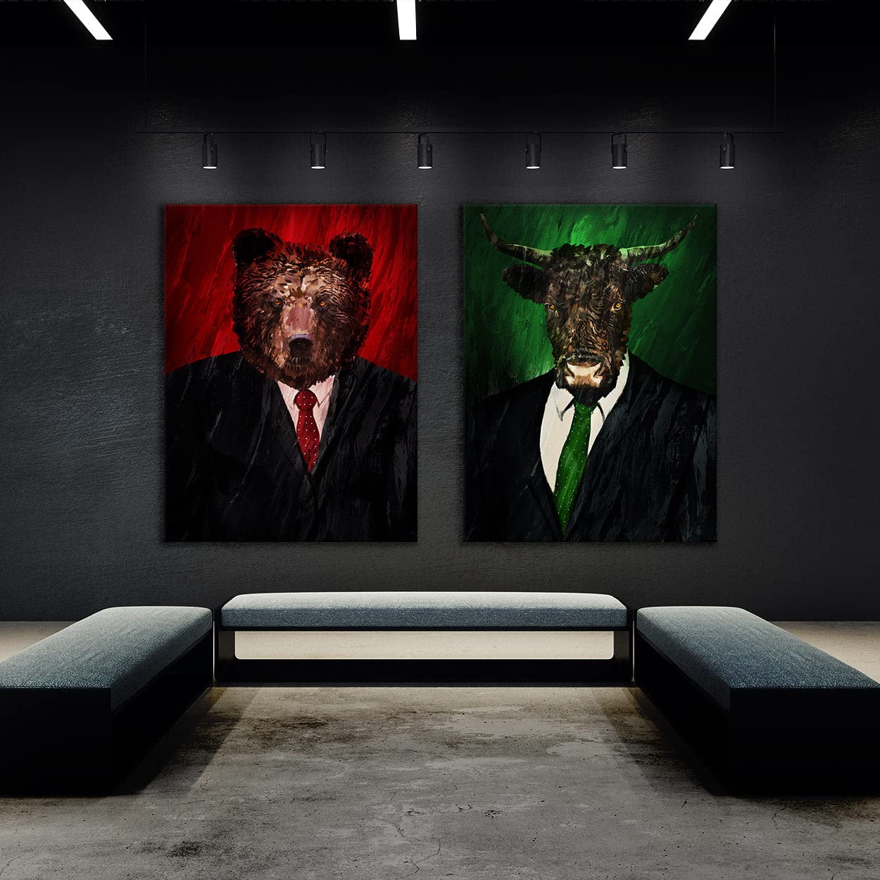 Bull & Bear Wall Art Canvas Print - 12x16 Inches, 1.5