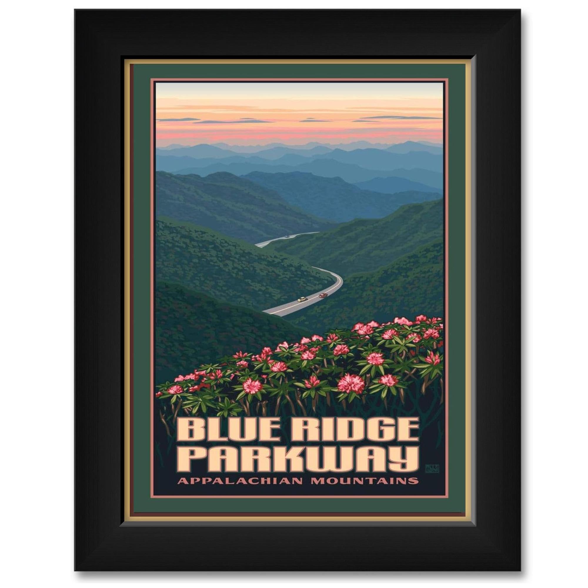 Paul Leighton Blue Ridge Parkway Giclee Print - Appalachian Mountains Landscape Art Poster - Framed Wall Decor 26x38 Inches for Living Room, Office, Bedroom - Perfect for Nature Lovers & Travel Enthusiasts