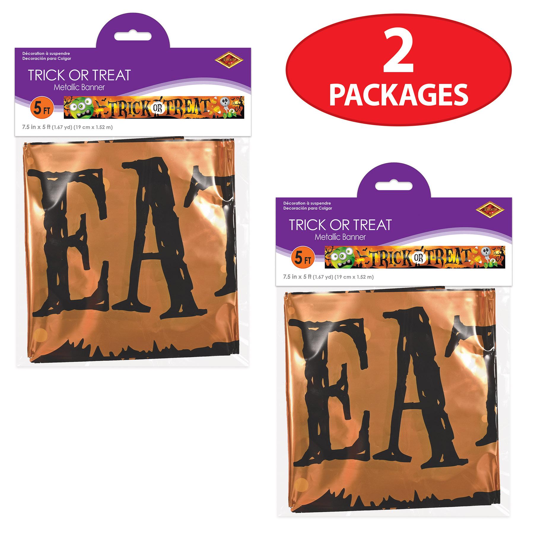 12 Pack Beistle Halloween Metallic Trick Or Treat Banner - Premium Party Decorations for Halloween, Fall Festivals & Spooky Home Decor
