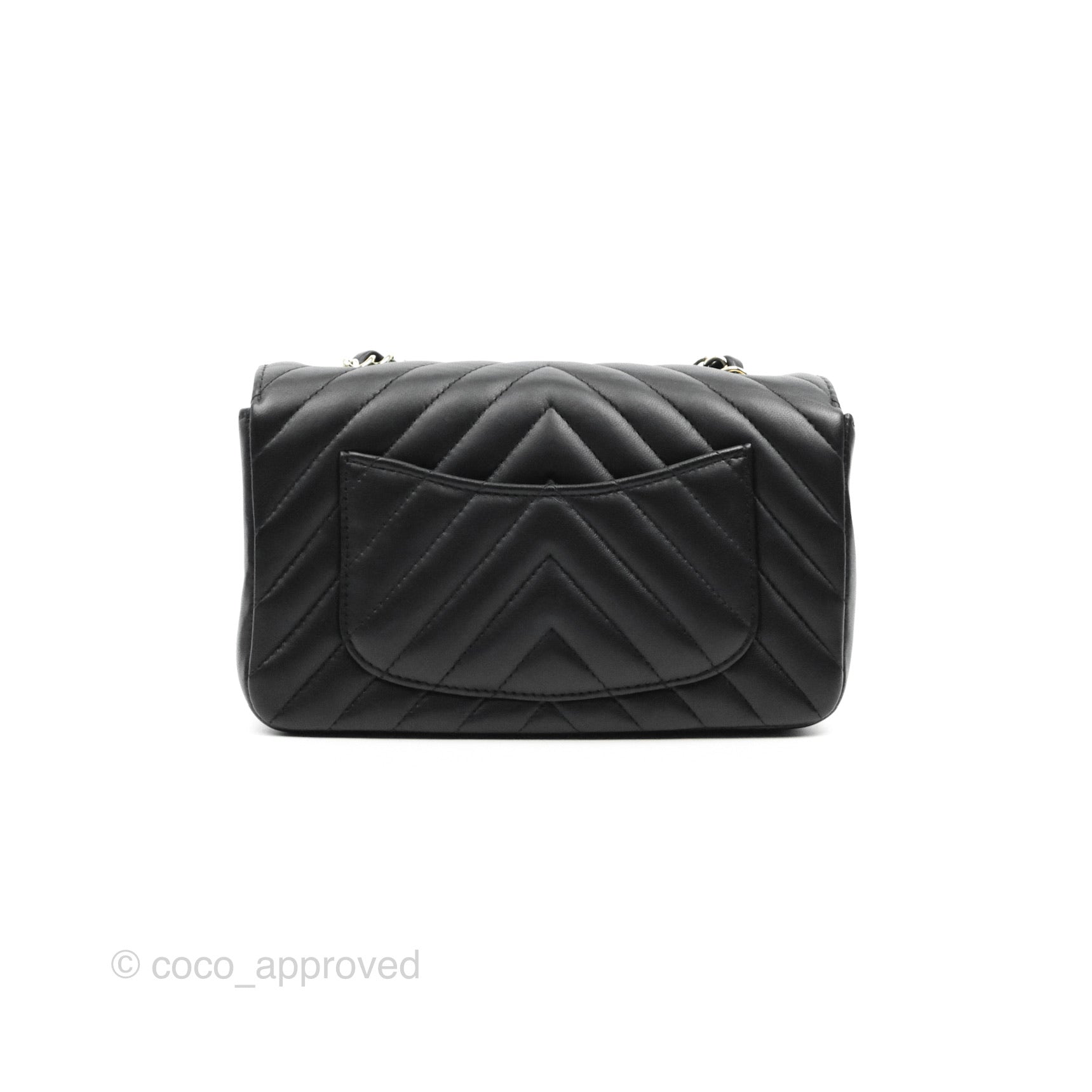 Chanel Chevron Mini Rectangular Flap Bag in Black Lambskin Leather with Gold Hardware - Perfect for Evening Events & Luxury Fashion Accessories