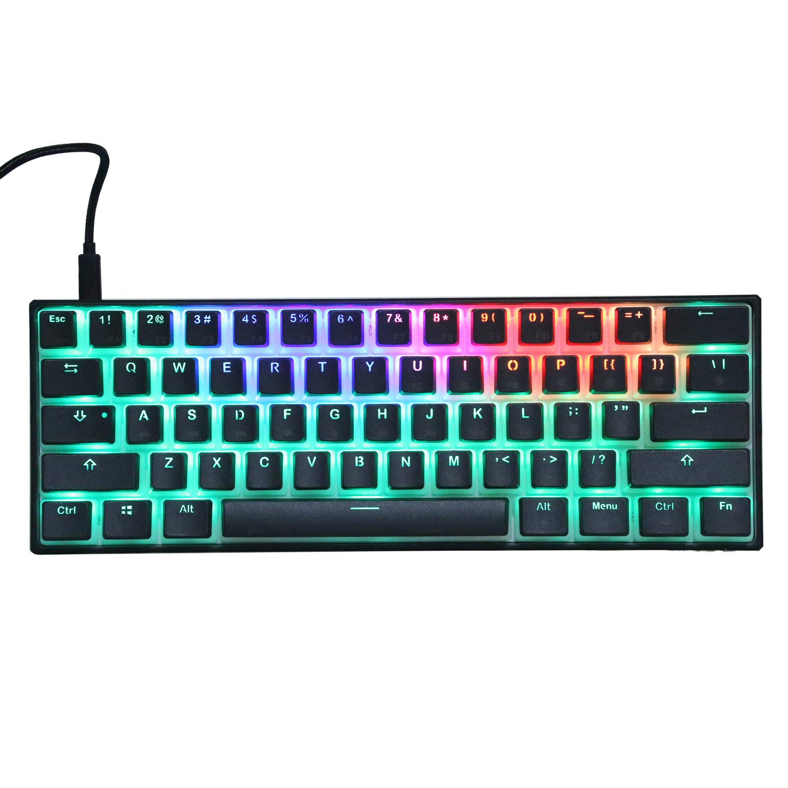 Wendeekun 61-Key RGB Gaming Mechanical Keyboard with Type-C Wired Connection & LED Backlight - Perfect for PC Gaming, Office Work, and Typing (Ideal for Esports, Programming, and Home Office Use)