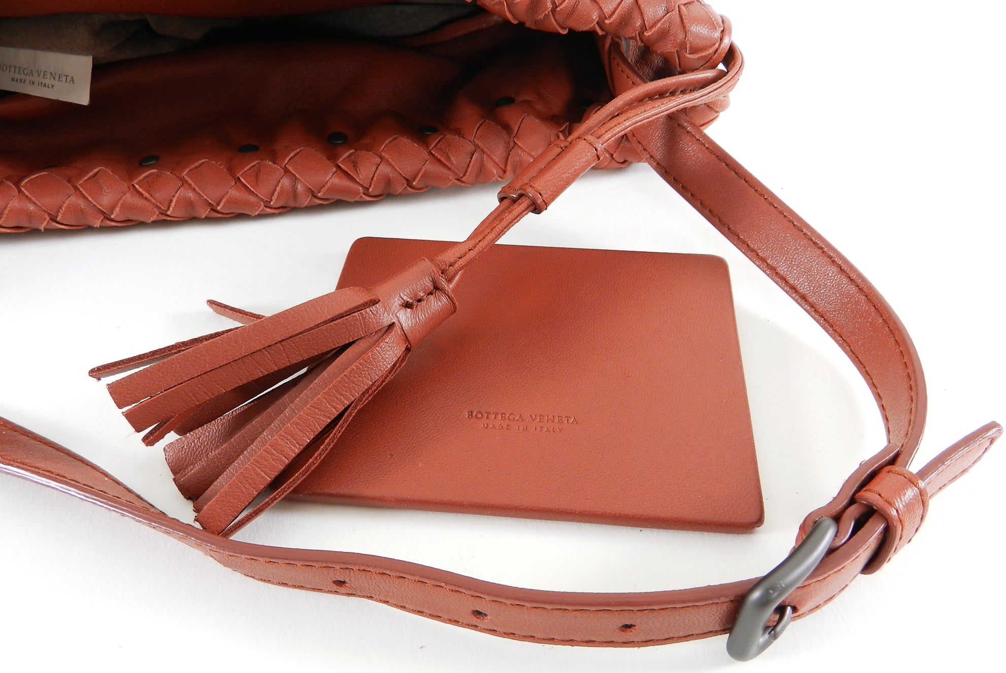 Bottega Veneta Brick Red Intrecciato Leather Drawstring Bag - Luxury Crossbody Purse for Women, Fashionable Shoulder Bag for Daily Use, Work & Travel Accessories