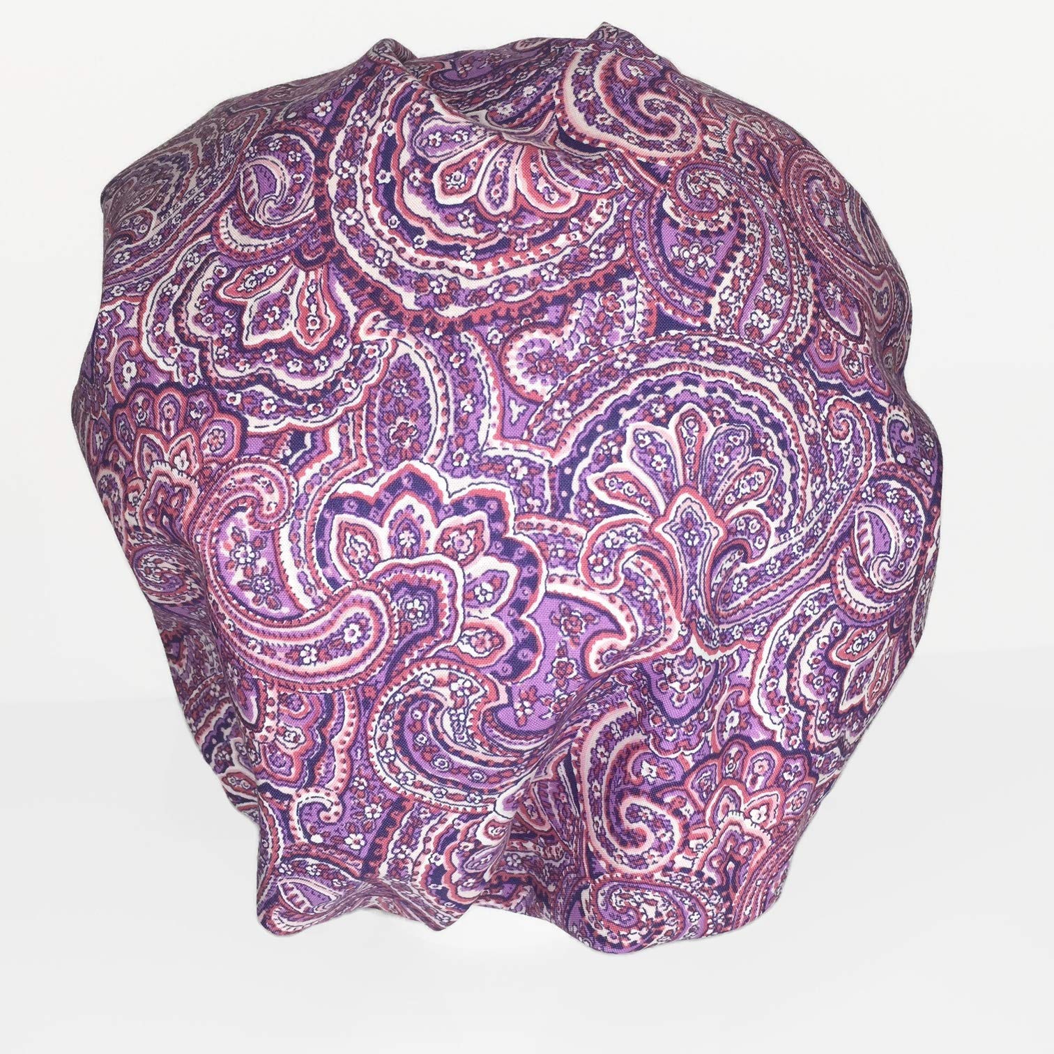 Pink & Purple Paisley Bouffant Scrub Cap for Women - Surgical & Nursing Use
