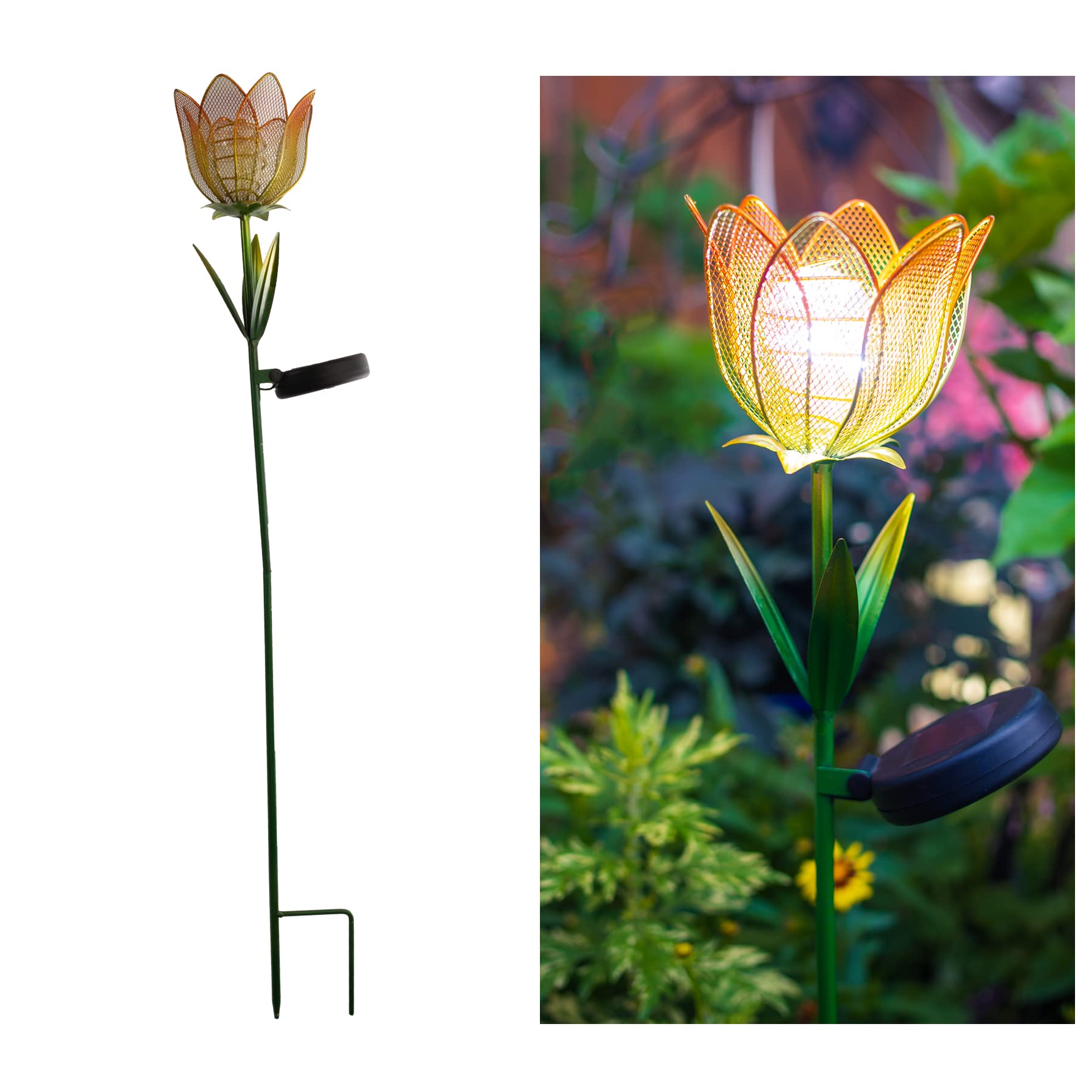 Solar LED Yellow Flower Garden Stake - Waterproof Outdoor Decorative Light for Yard, Lawn, Patio, Deck, Pathway, Pond & Backyard | Perfect for Landscape Lighting, Garden Decor & Nighttime Ambience