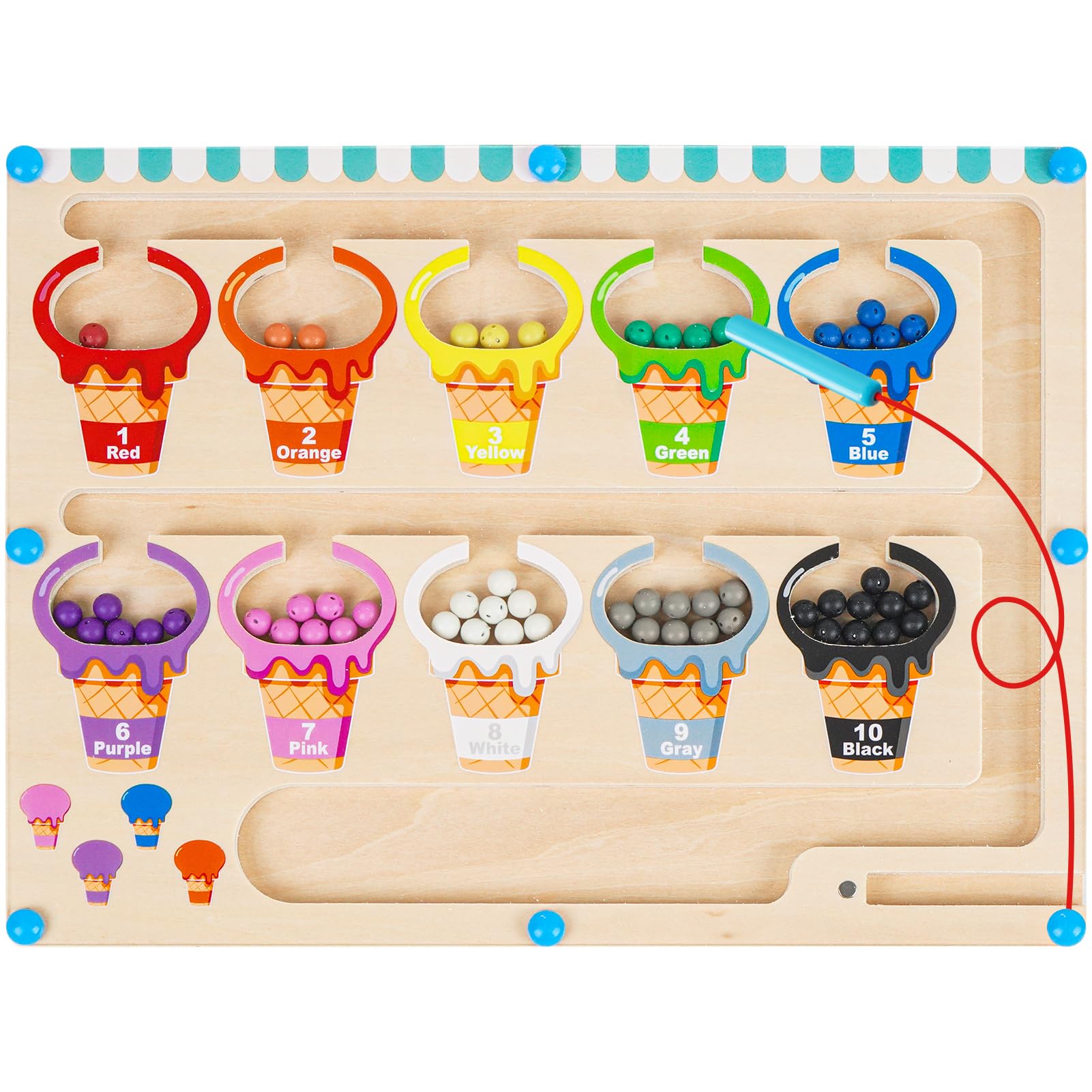 **Magnetic Color & Number Maze Wooden Puzzle - Montessori Learning Toy for Toddlers Ages 2-5 | STEM Educational Gift for Boys & Girls | Perfect for Preschool Classroom, Birthday & Travel Activities**